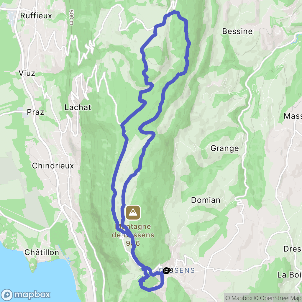 Entrelacs : carte du parcours de randonnée - France