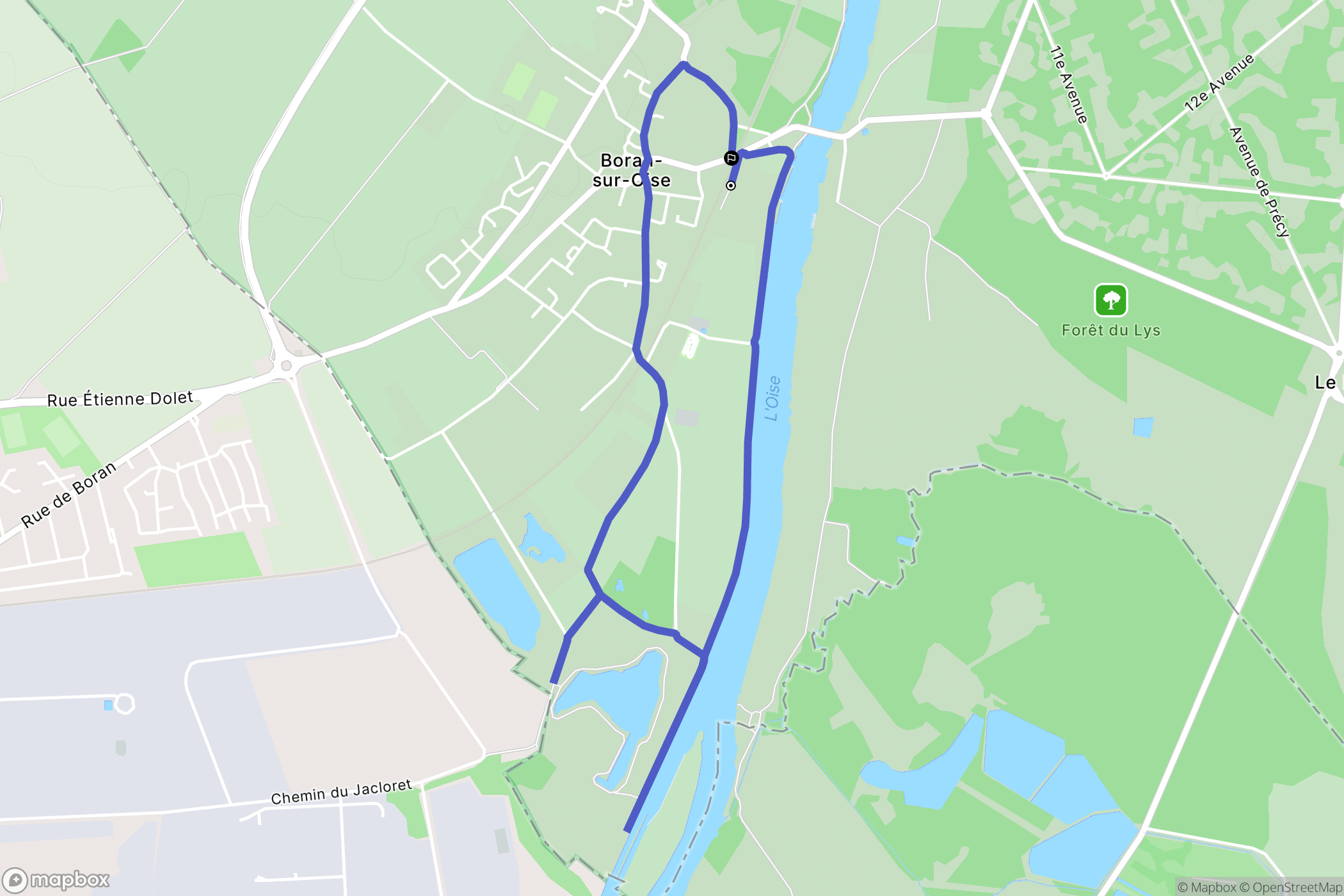Boran-sur-Oise : carte du parcours de randonnée - France