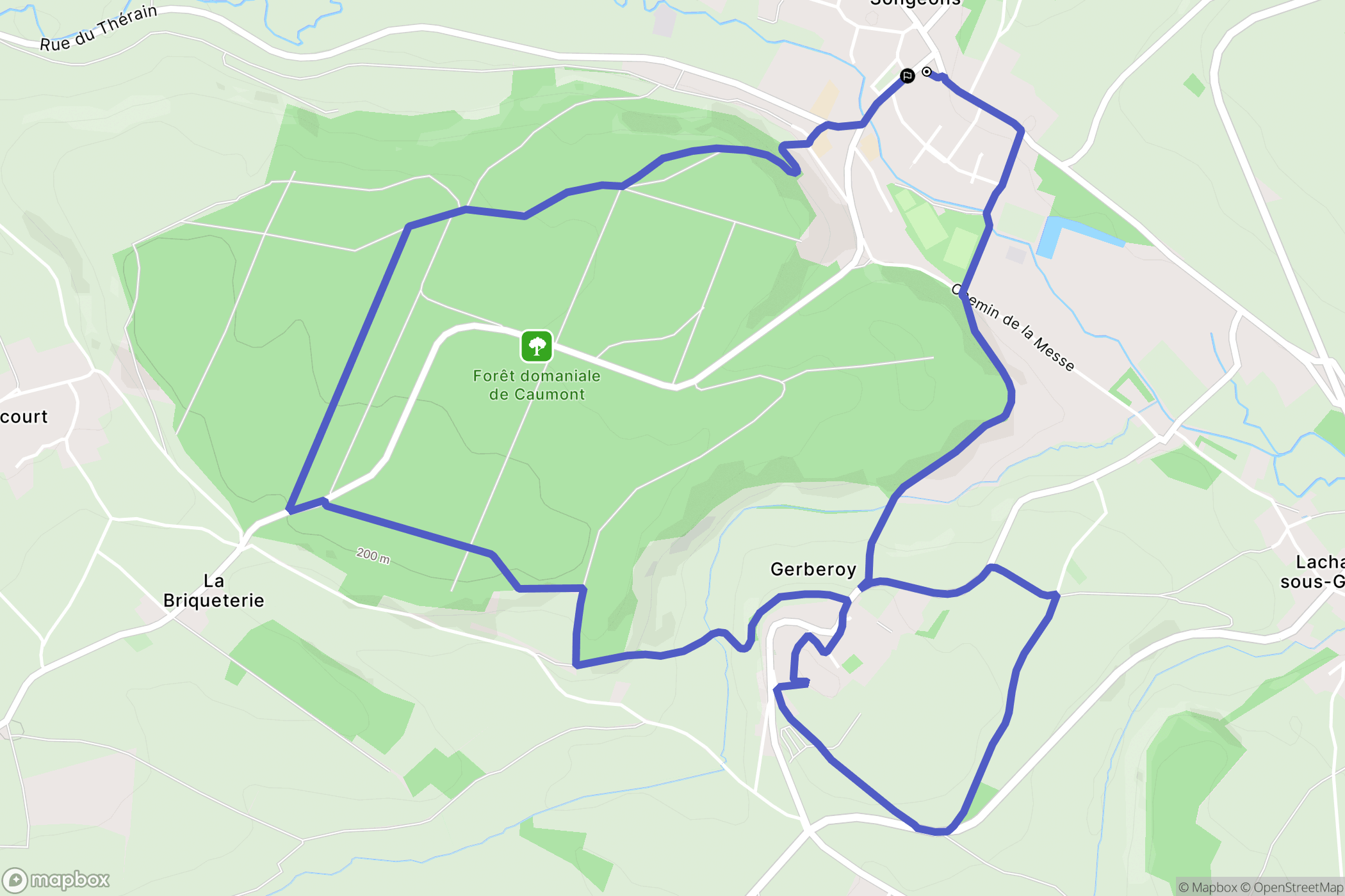 Songeons : carte du parcours de randonnée - France