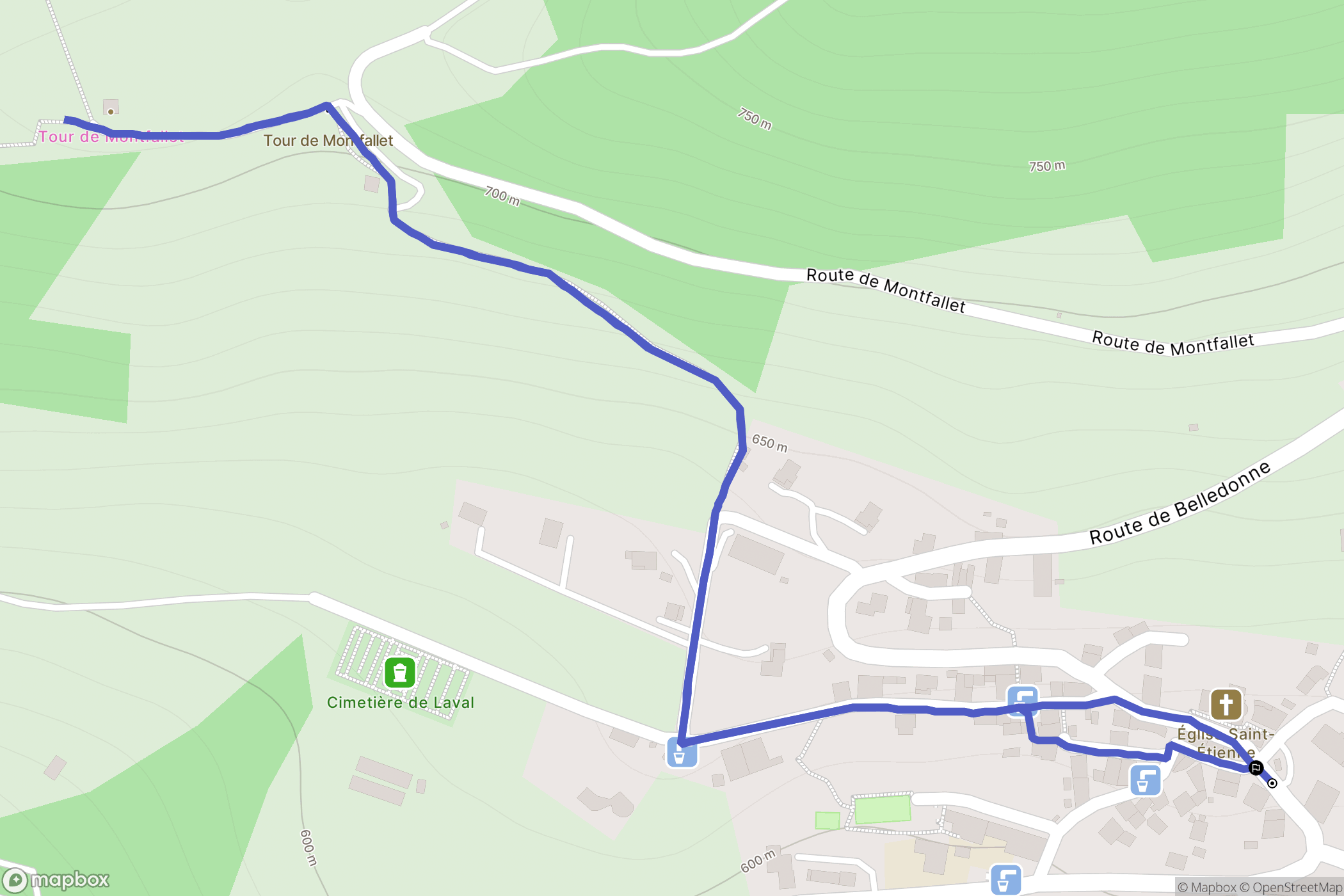 Laval-en-Belledonne : carte du parcours de randonnée - France