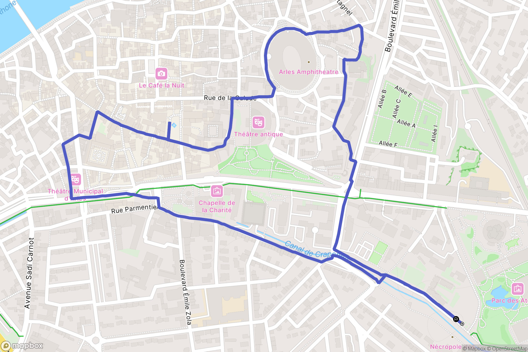 Arles : carte du parcours de randonnée - France
