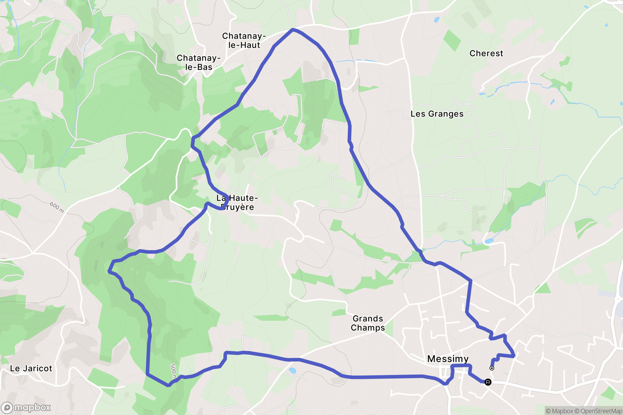 Messimy : carte du parcours de randonnée - France