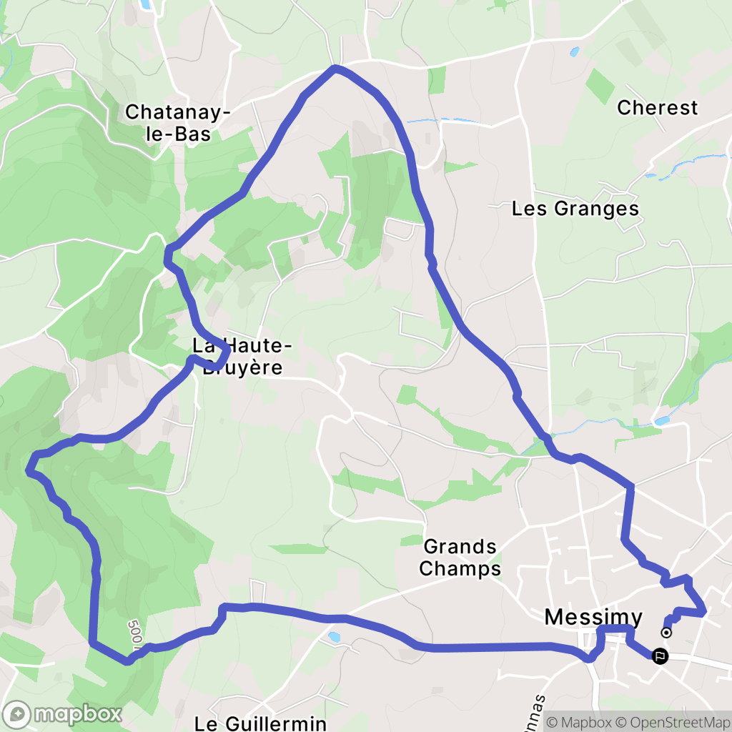 Messimy : carte du parcours de randonnée - France