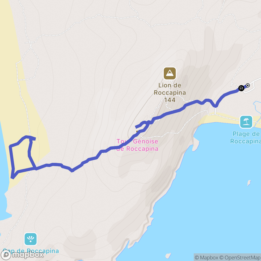 Roccapina : carte du parcours de randonnée - France