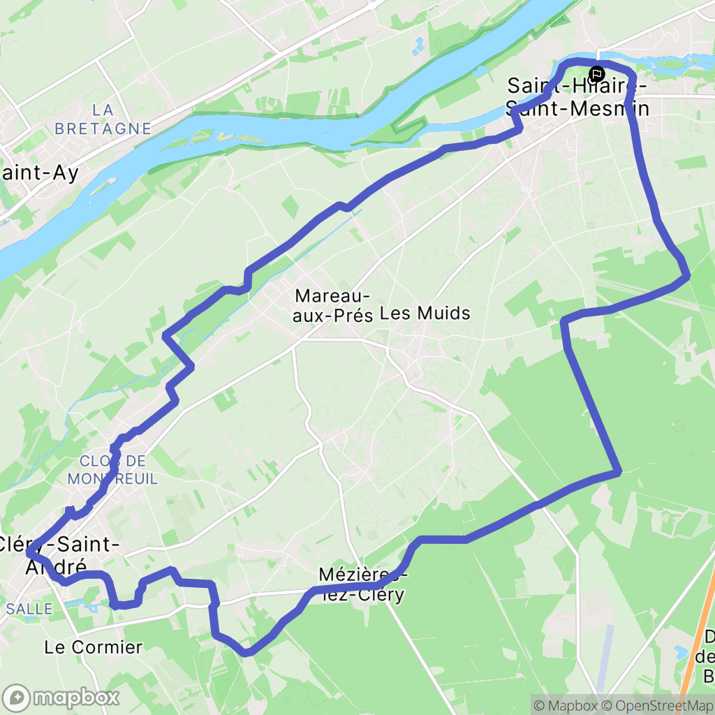 St Hilaire st Mesmin : carte du parcours de randonnée - France