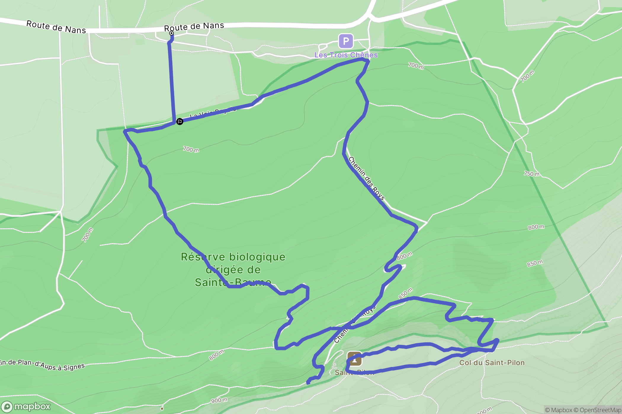 Riboux : carte du parcours de randonnée - France