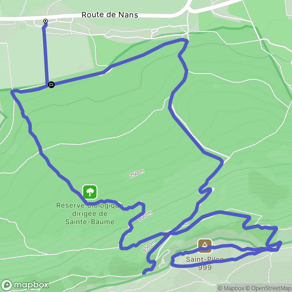 Riboux : carte du parcours de randonnée - France