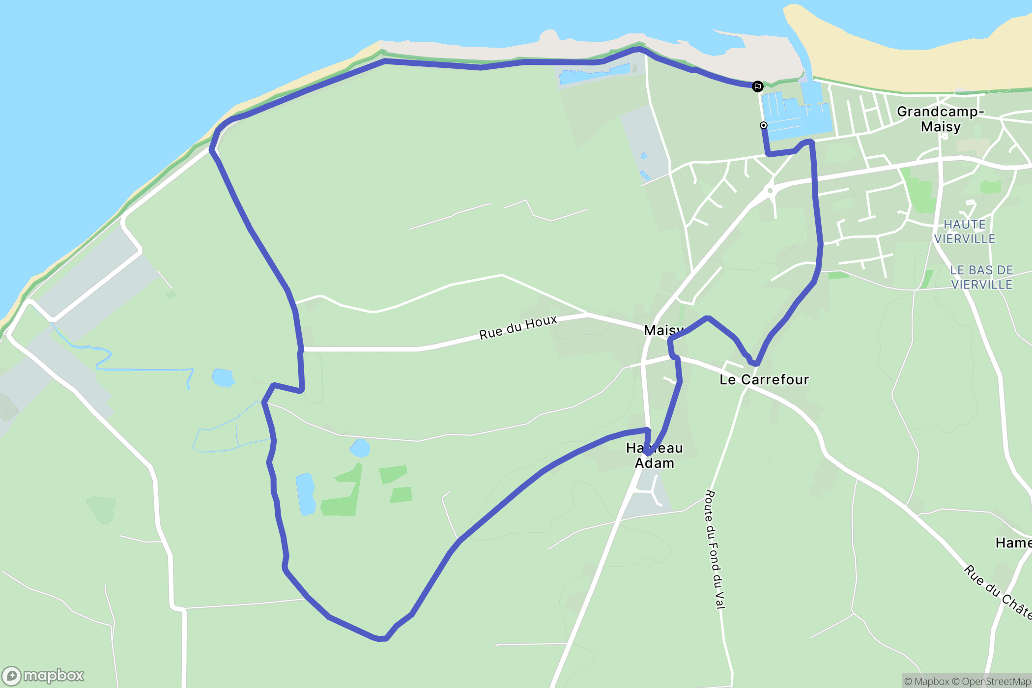 Grandcamp-Maisy : carte du parcours de randonnée - France