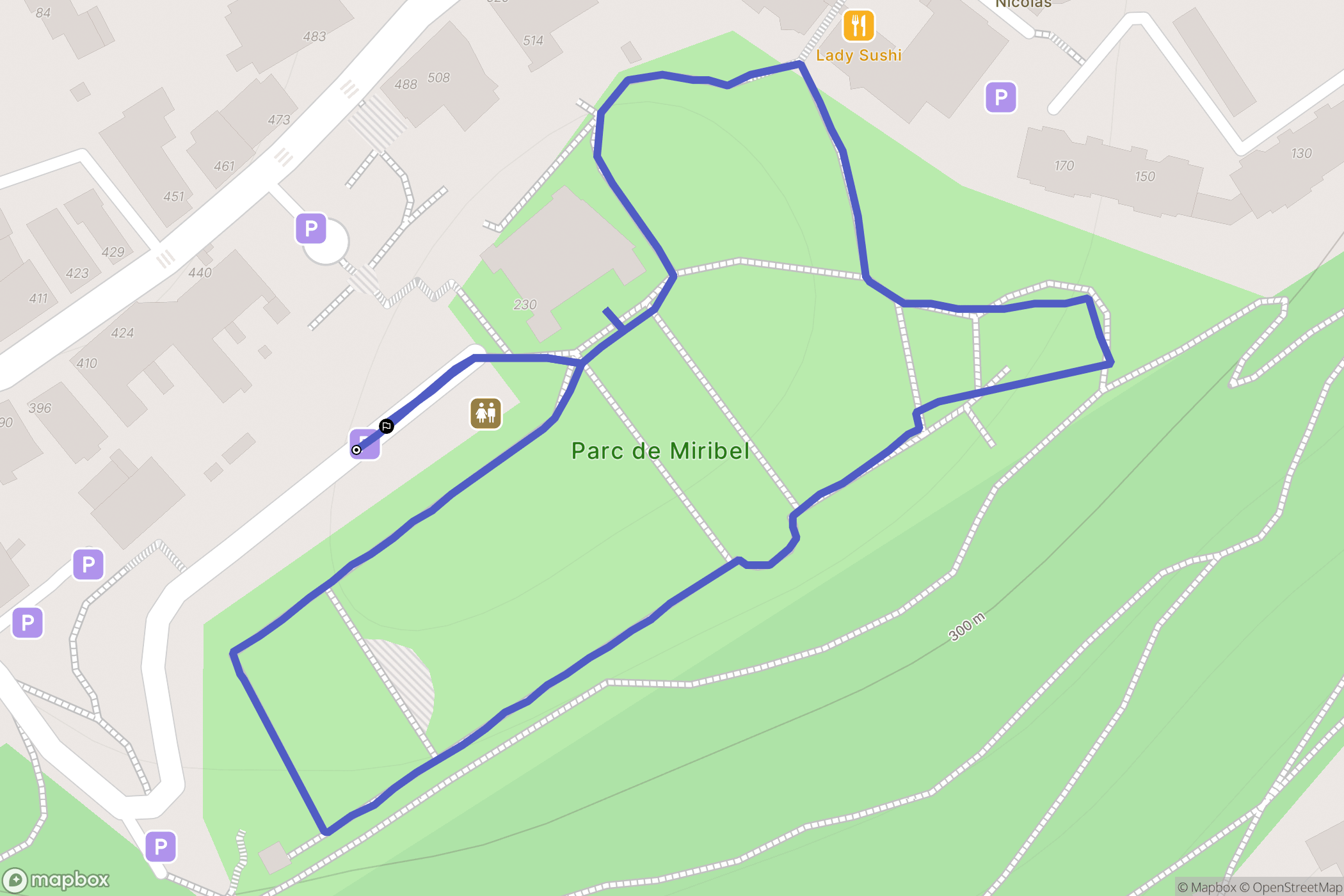 Montbonnot-Saint-Martin, Grenoble : carte du parcours de randonnée - France