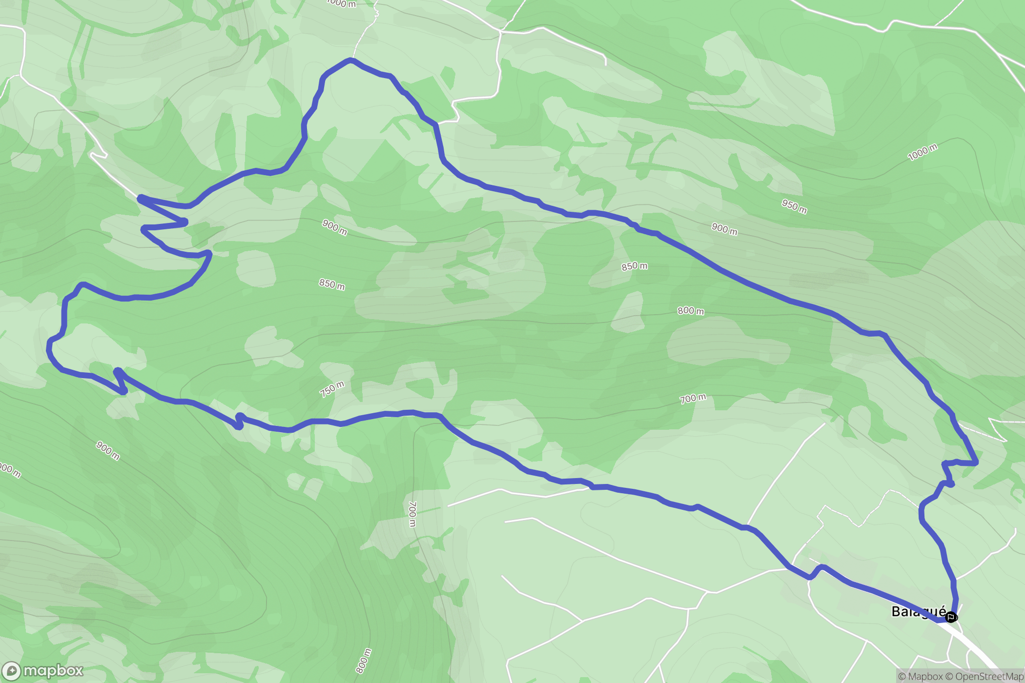 Balaguères : carte du parcours de randonnée - France