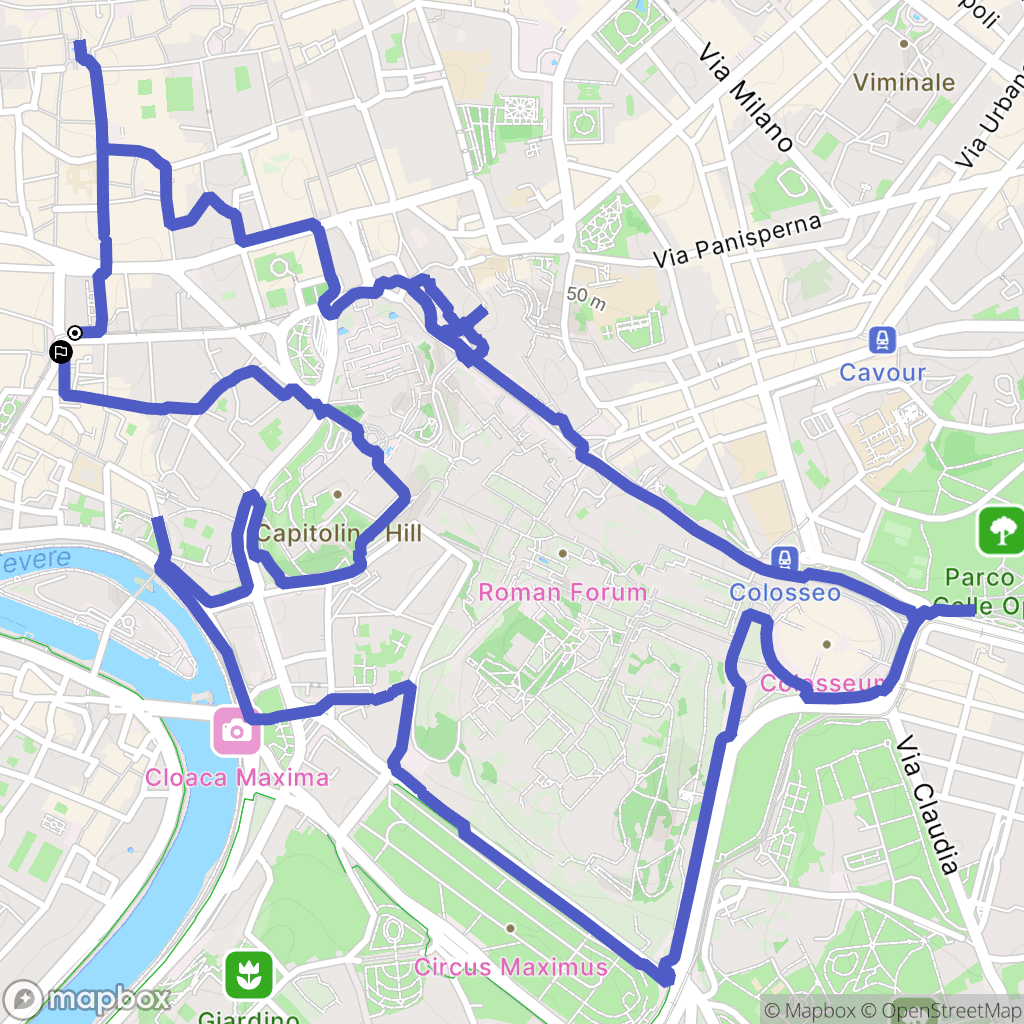 Roma : carte du parcours de randonnée - Italy