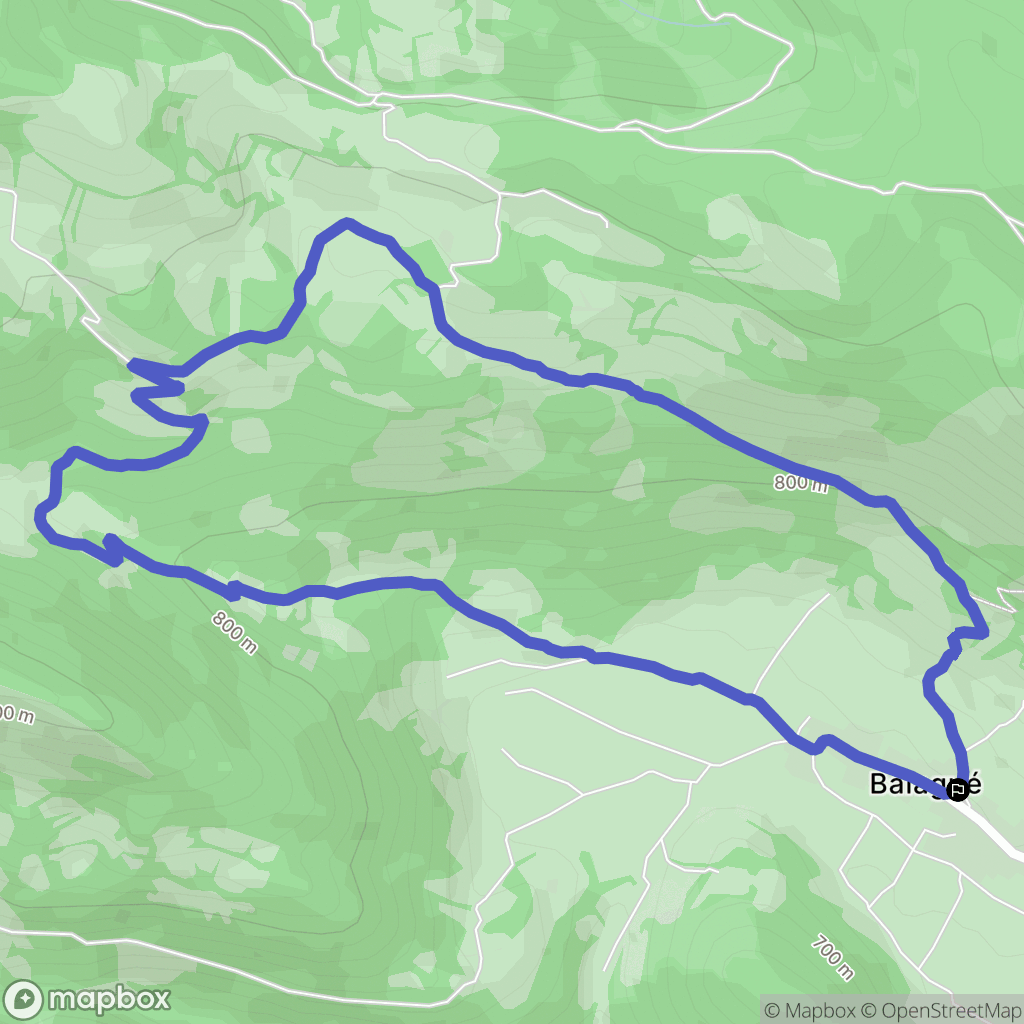 Balaguères : carte du parcours de randonnée - France