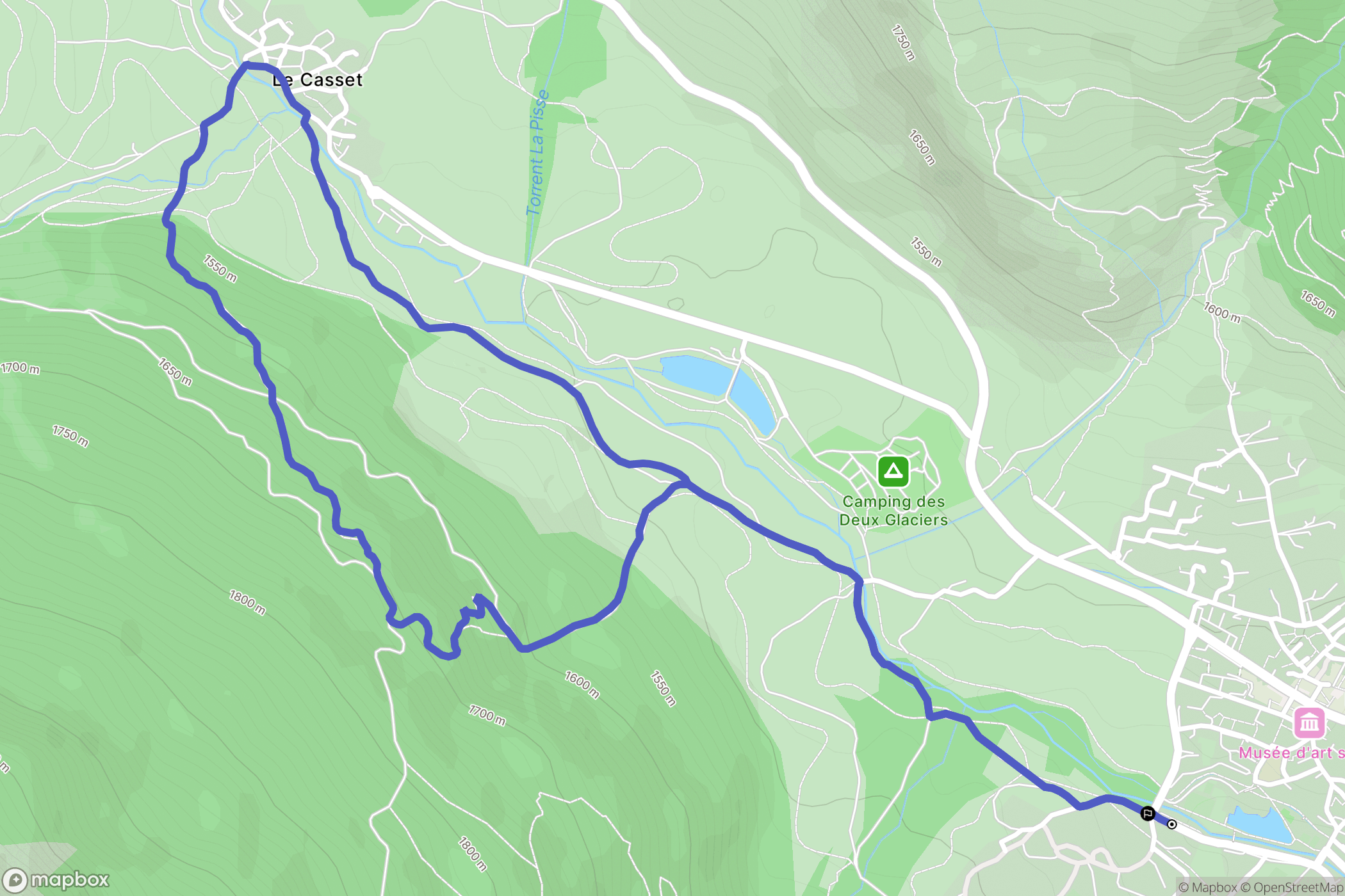 Le Monêtier-les-Bains : carte du parcours de randonnée - France