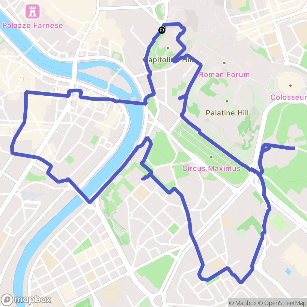 Roma : carte du parcours de randonnée - Italy
