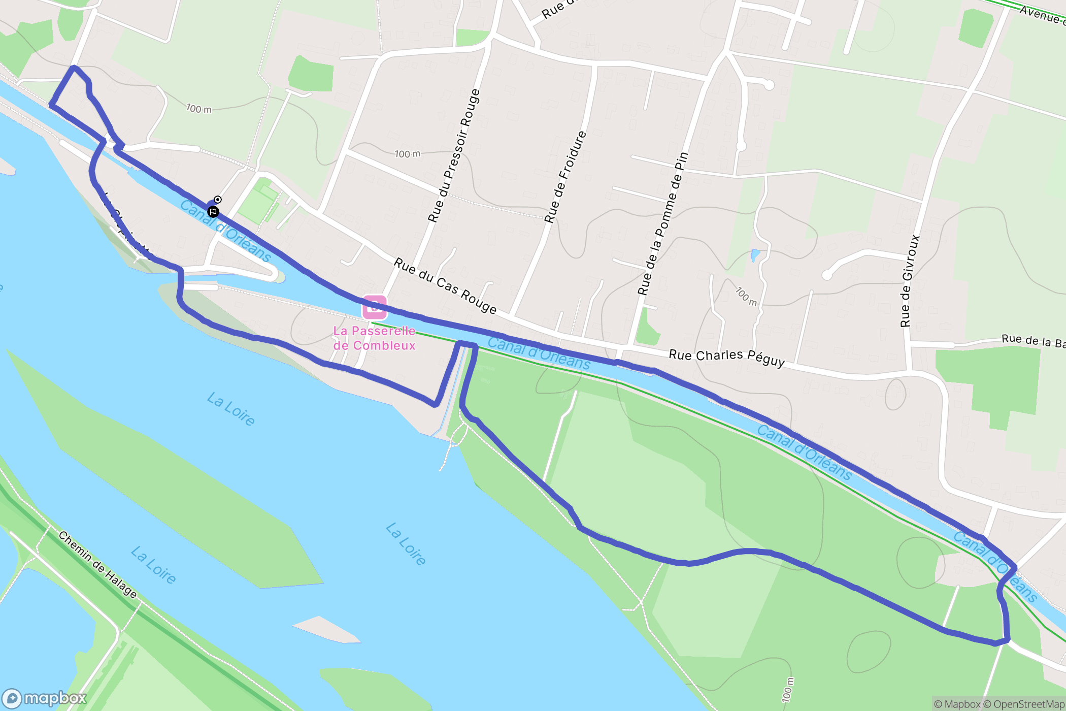 Combleux : carte du parcours de randonnée - France