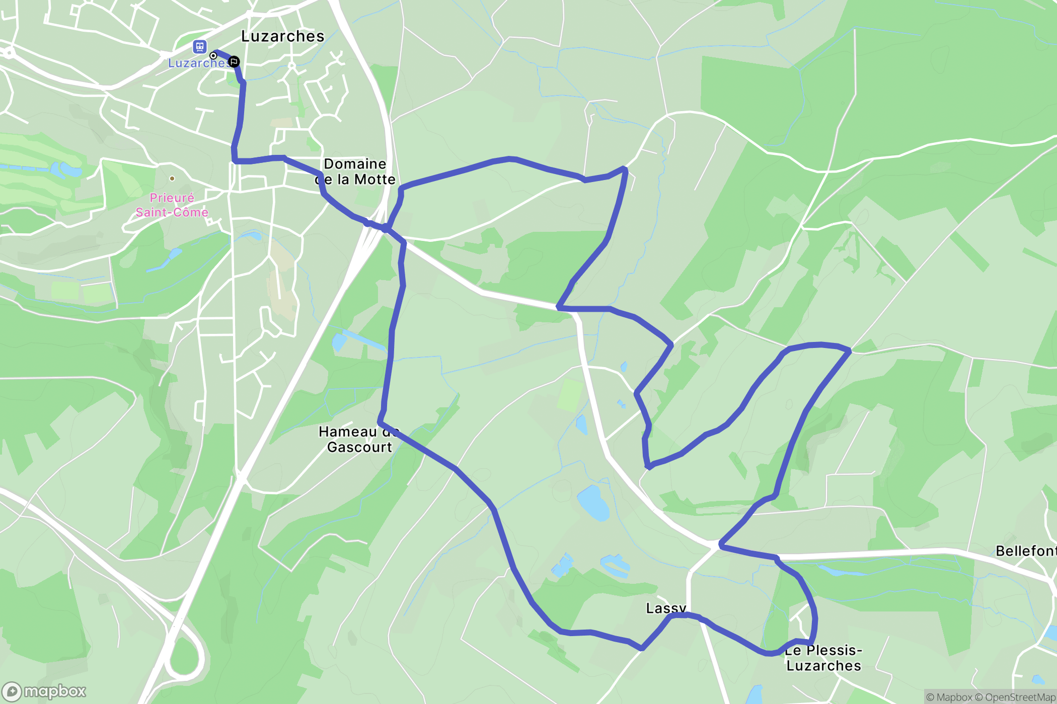Luzarches : carte du parcours de randonnée - France