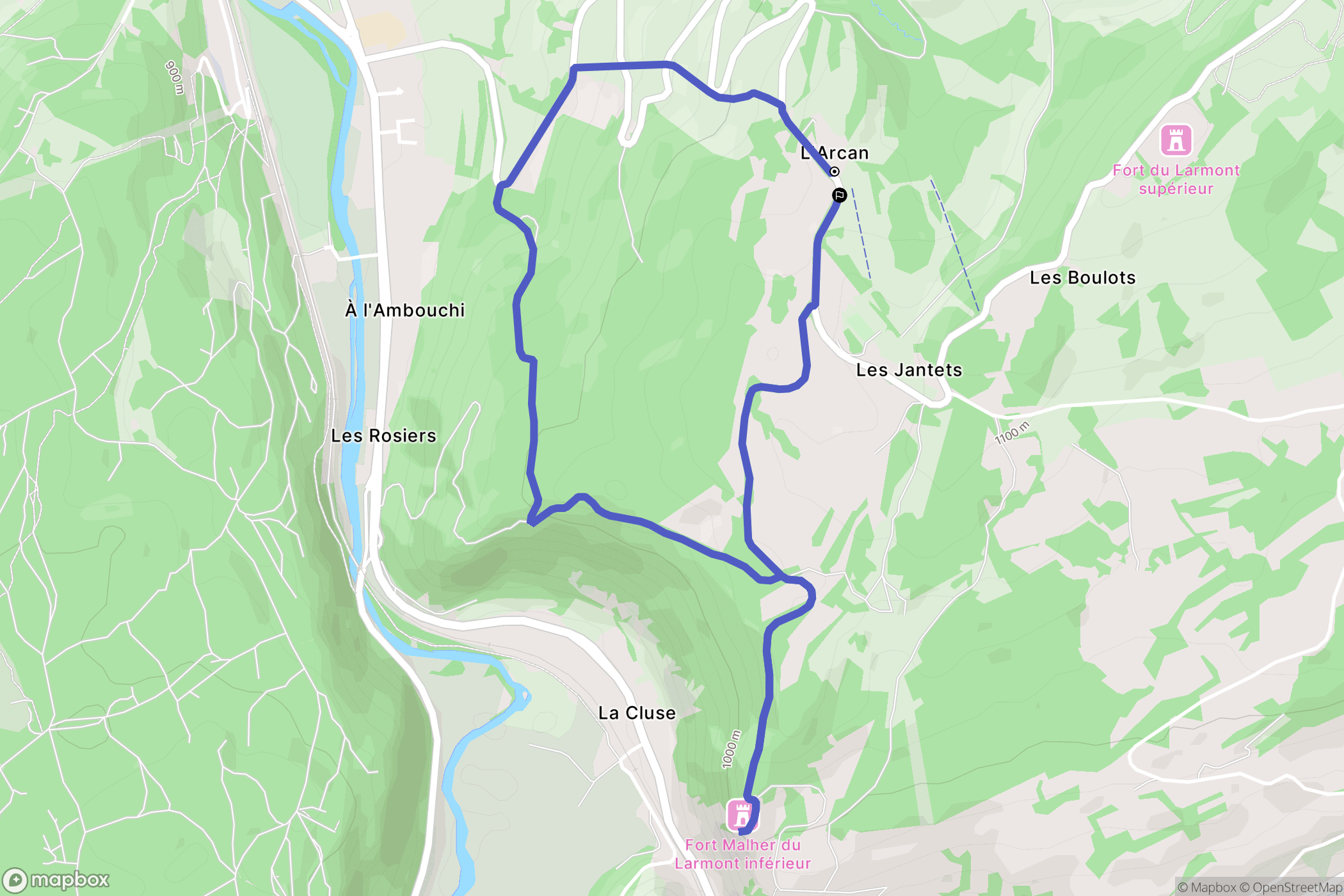 Pontarlier : carte du parcours de randonnée - France