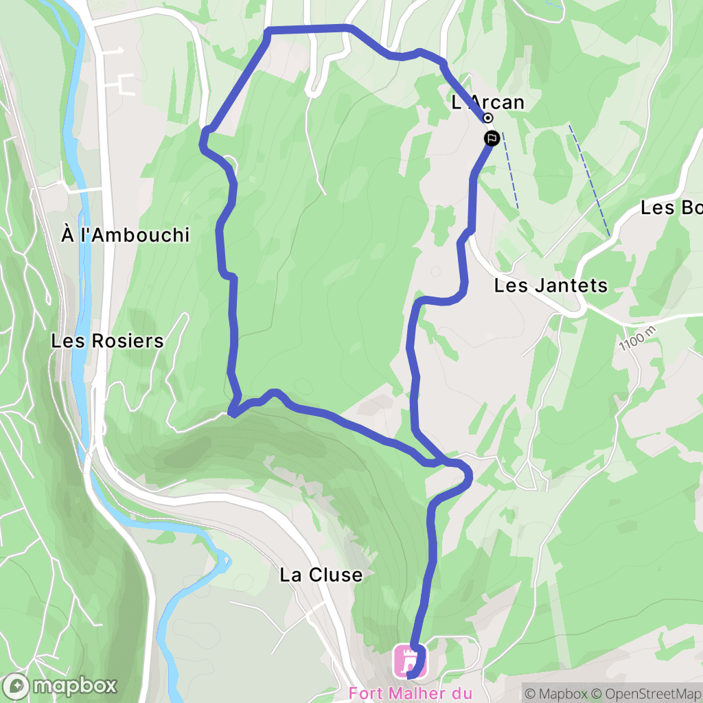 Pontarlier : carte du parcours de randonnée - France
