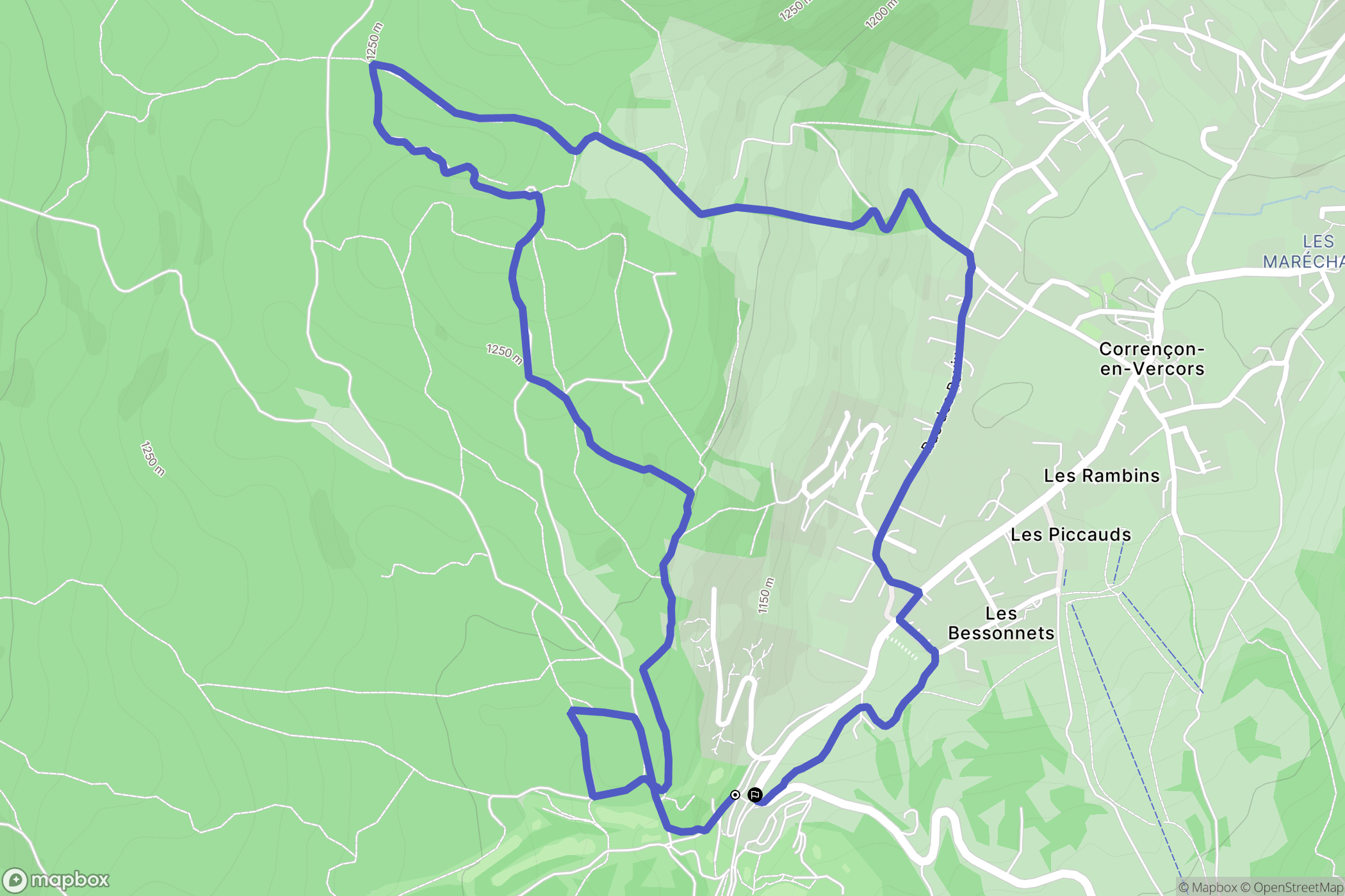 Corrençon-en-Vercors : carte du parcours de randonnée - France
