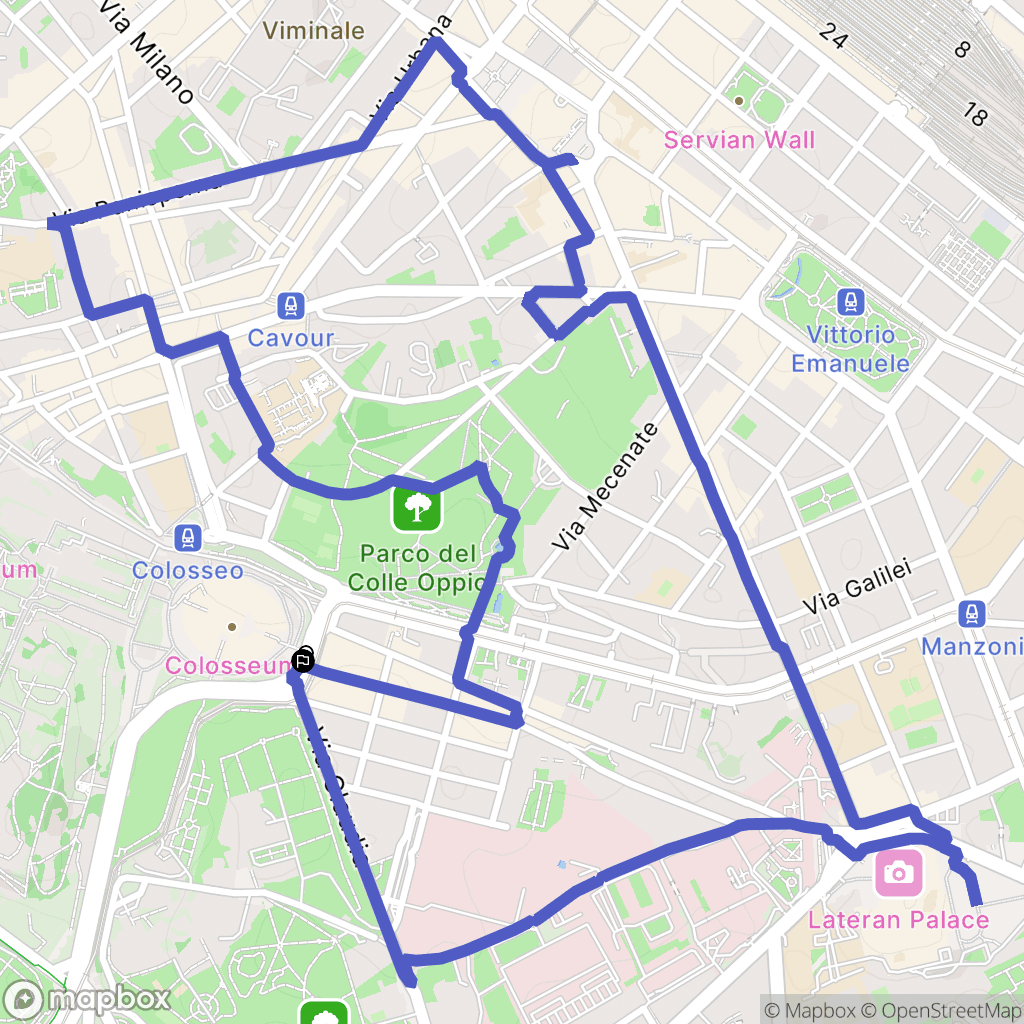 Roma : carte du parcours de randonnée - Italy
