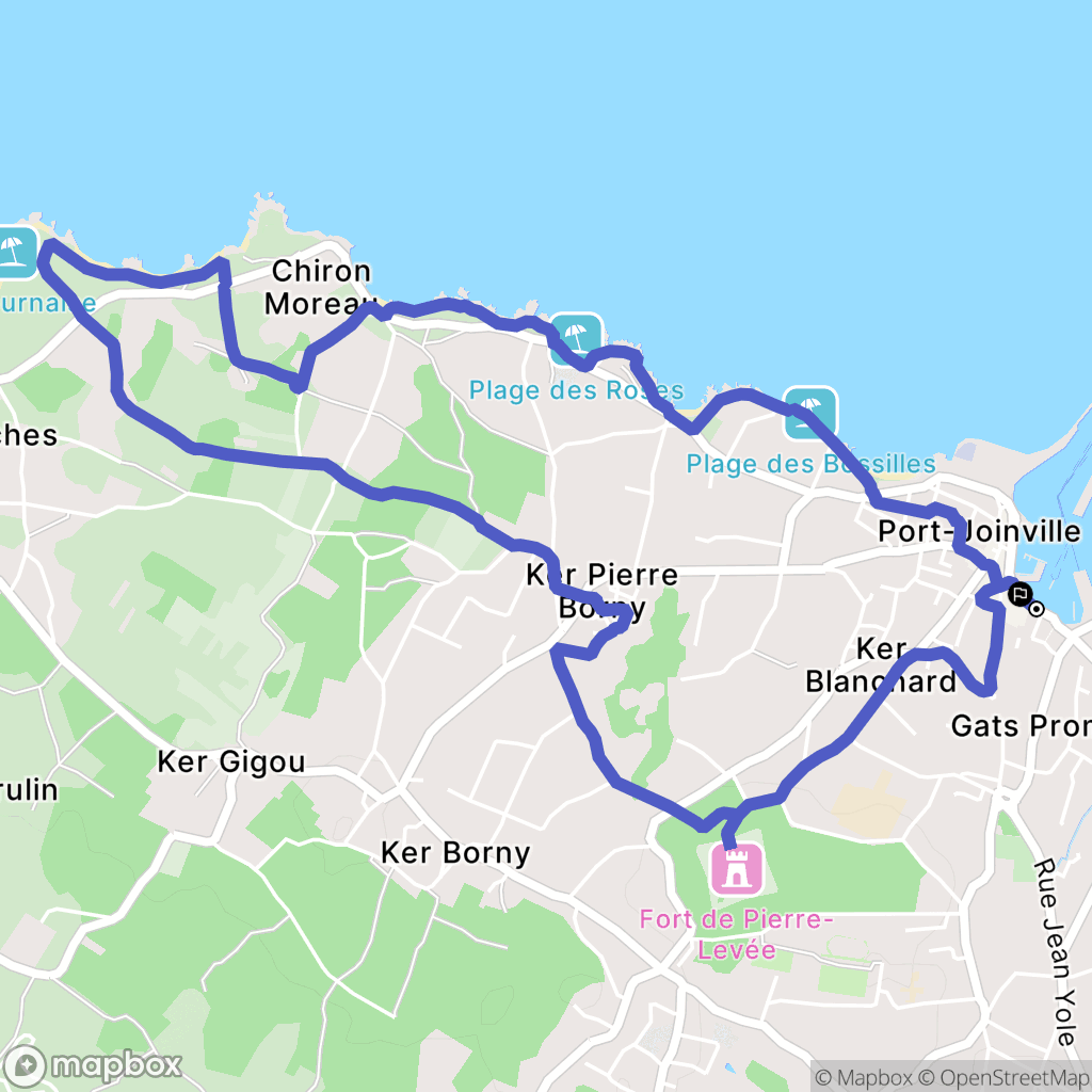 Ile d’Yeu : carte du parcours de randonnée - France