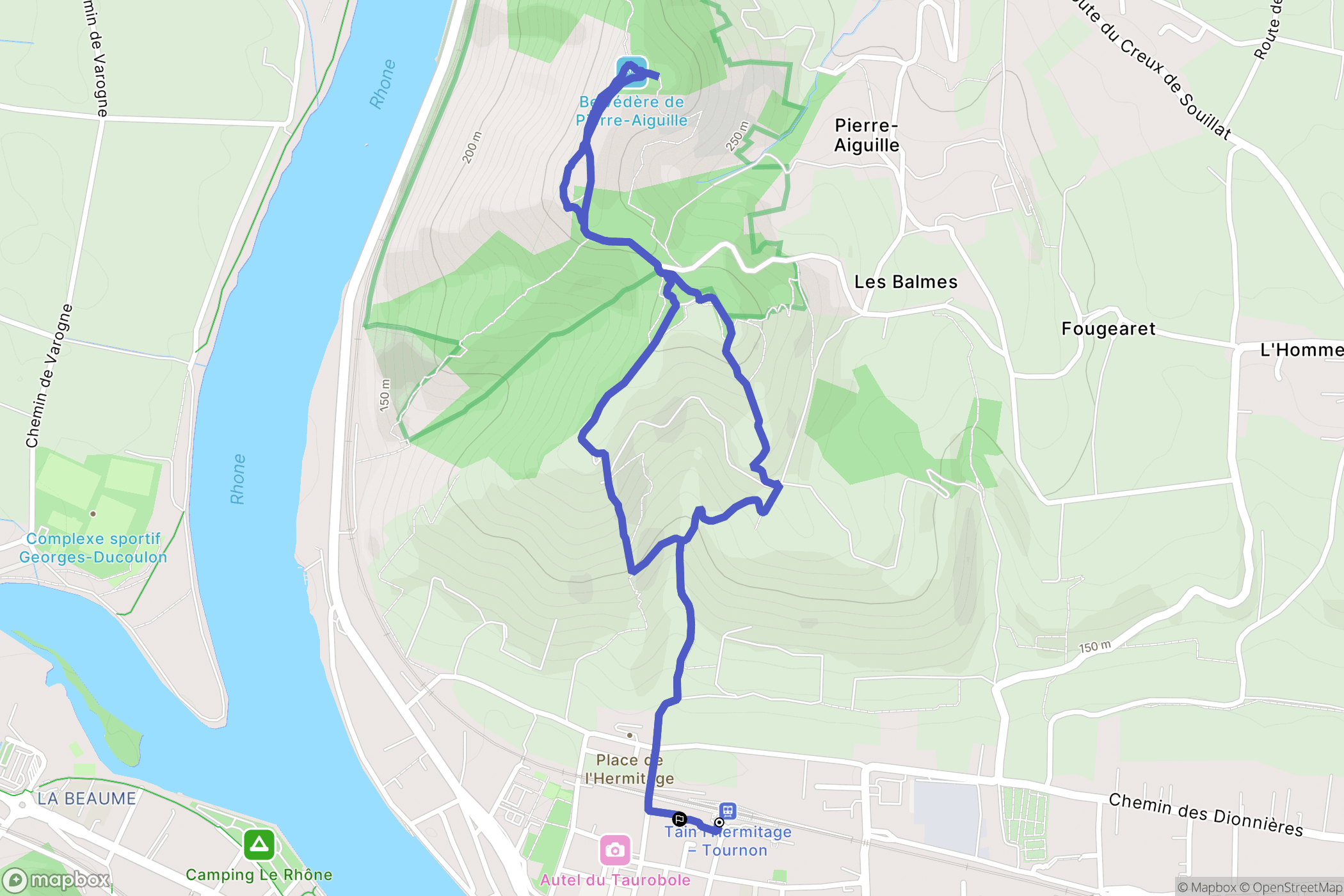 Tain-l'Hermitage : carte du parcours de randonnée - France