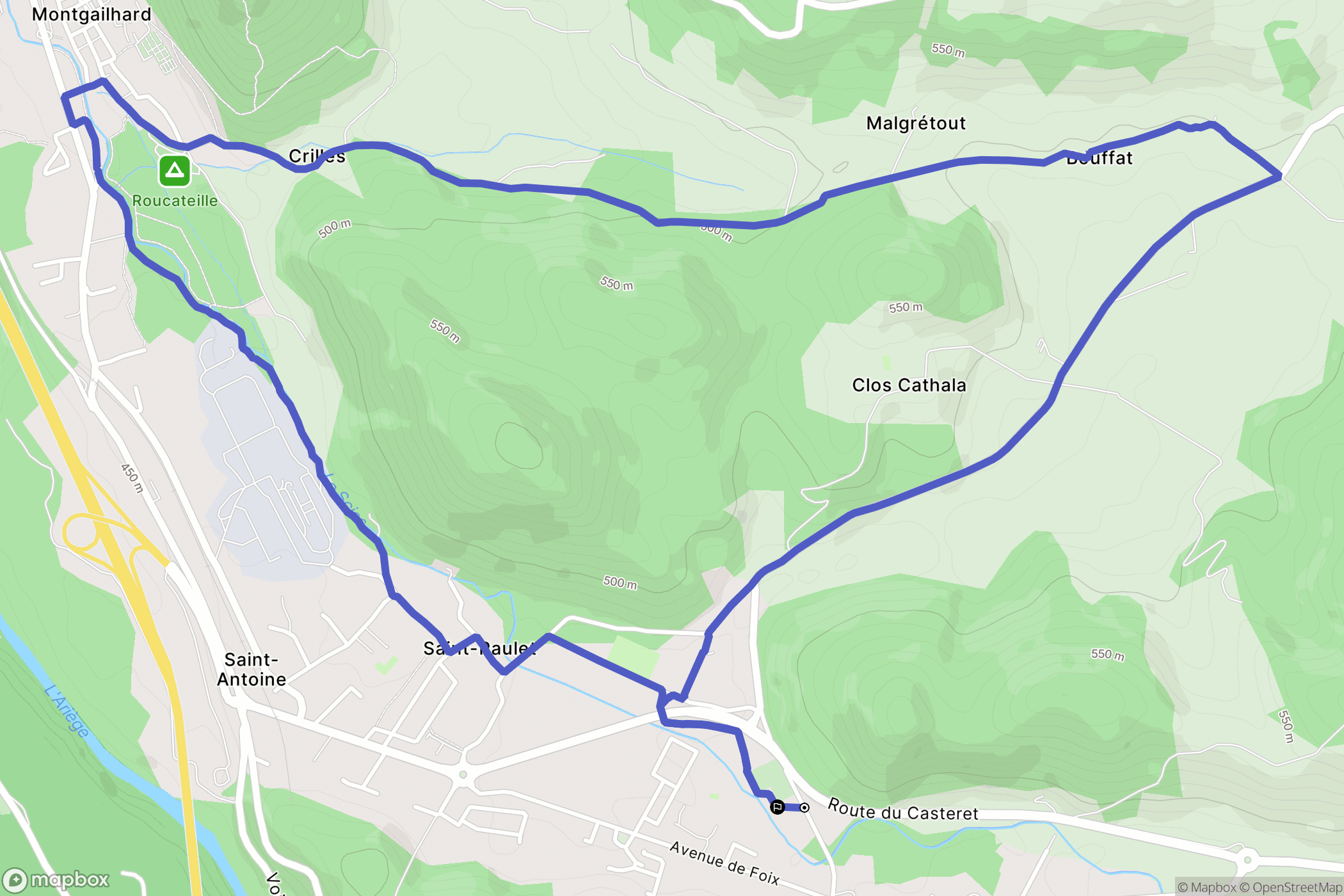 Saint-Paul-de-Jarrat : carte du parcours de randonnée - France