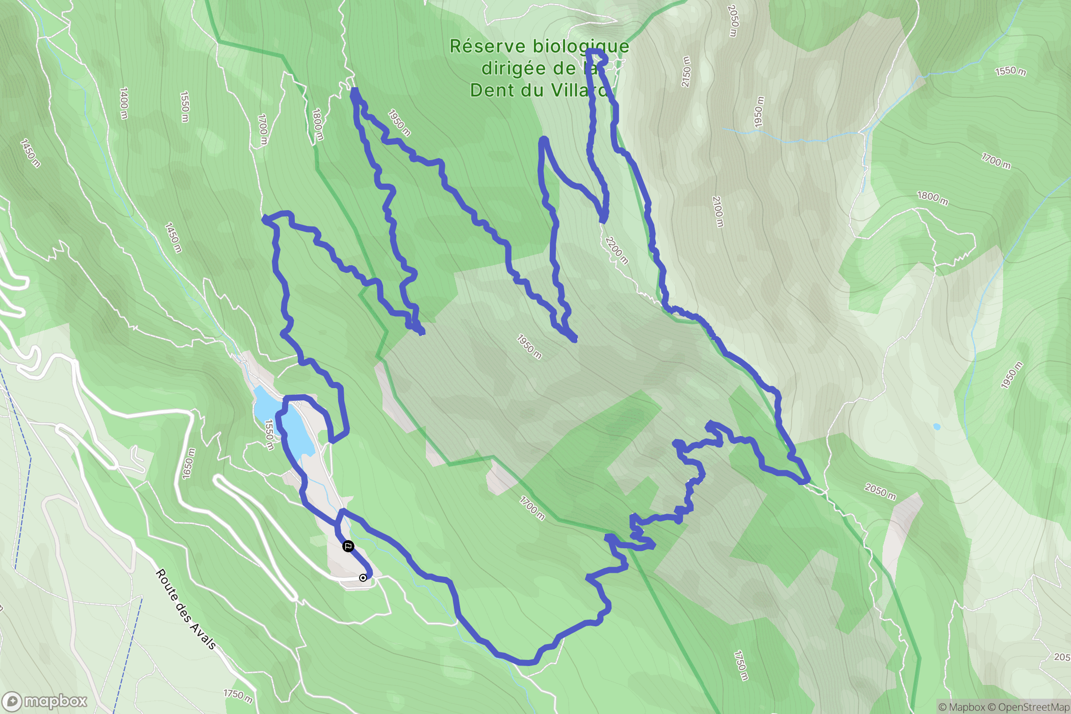 Courchevel : carte du parcours de randonnée - France