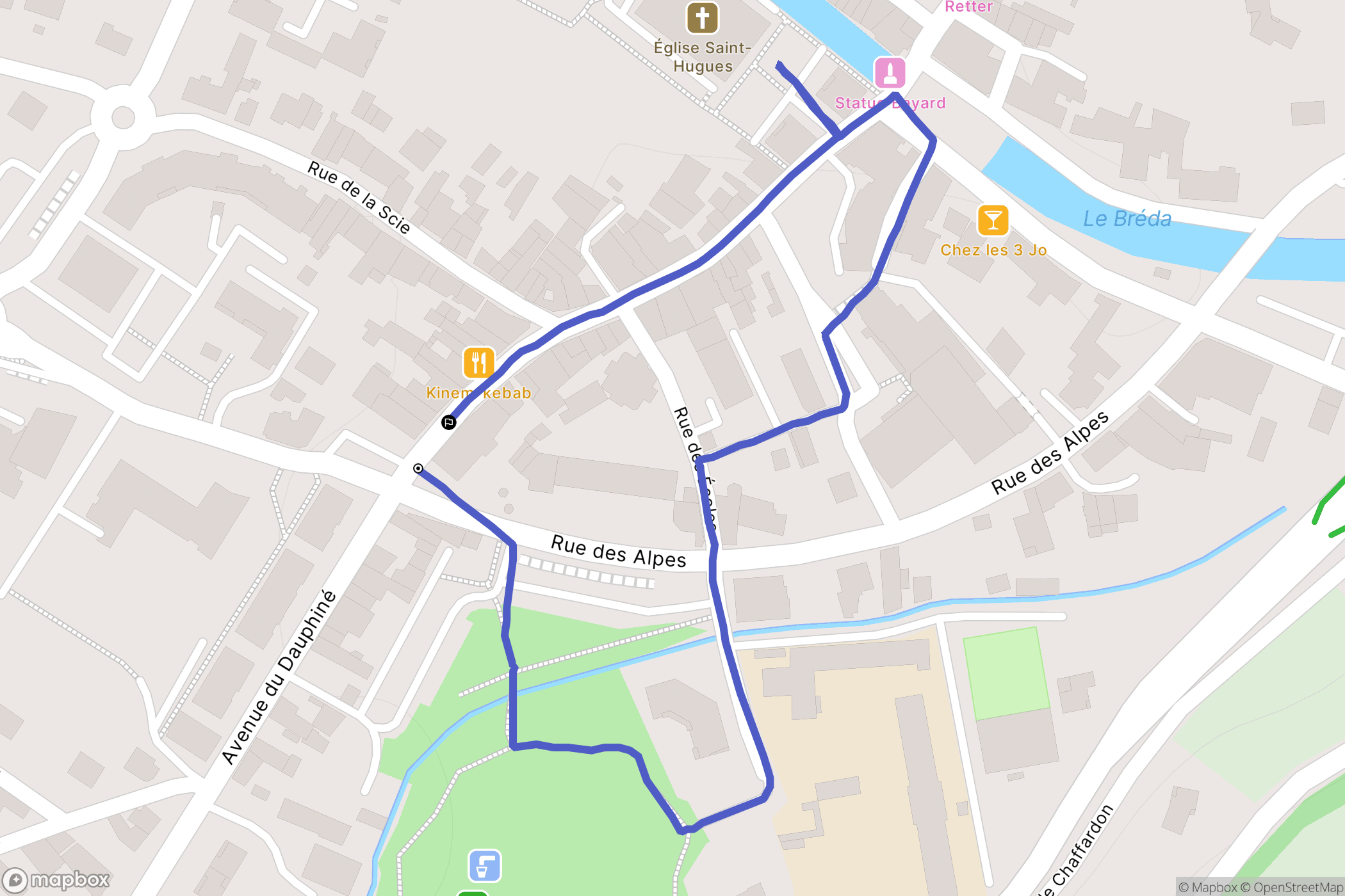 Pontcharra : carte du parcours de randonnée - France
