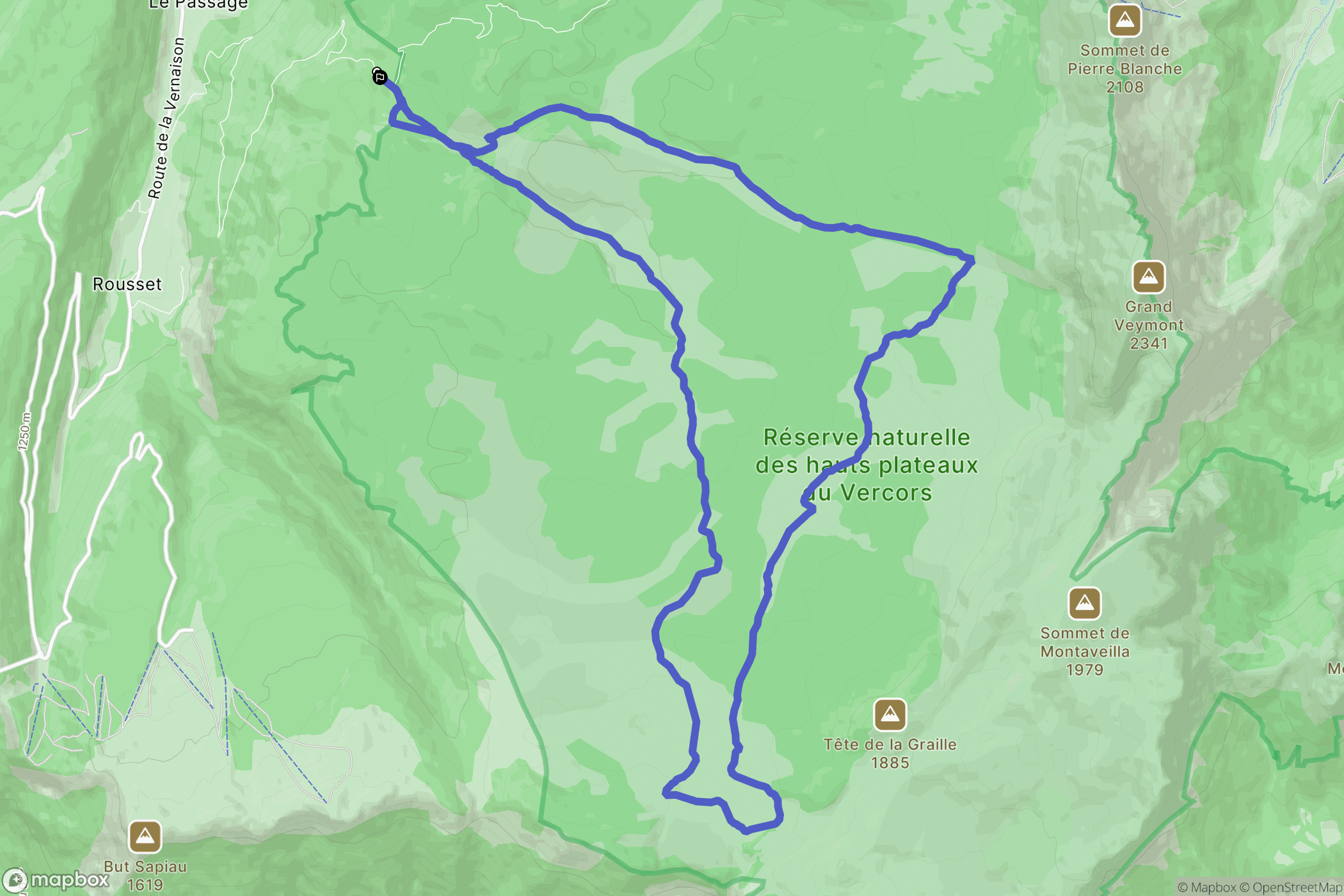 Saint-Agnan-en-Vercors : carte du parcours de randonnée - France