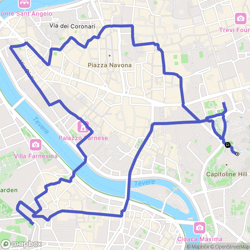 Roma : carte du parcours de randonnée - Italy