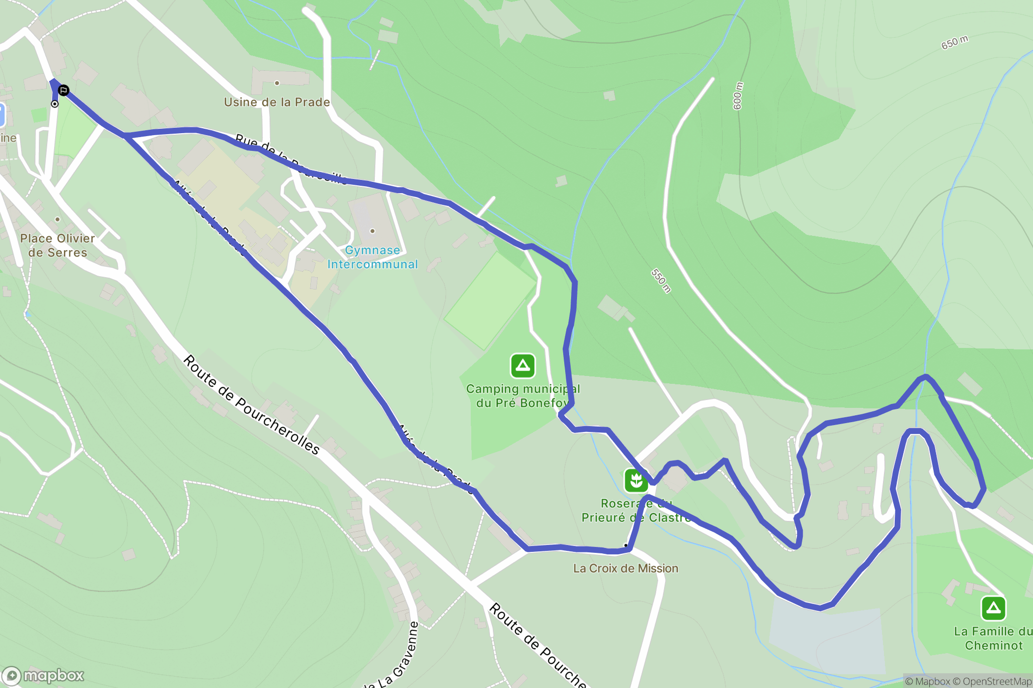 Montpezat-sous-Bauzon : carte du parcours de randonnée - France