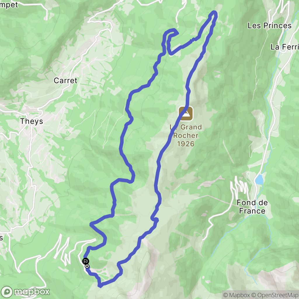 Theys : carte du parcours de randonnée - France