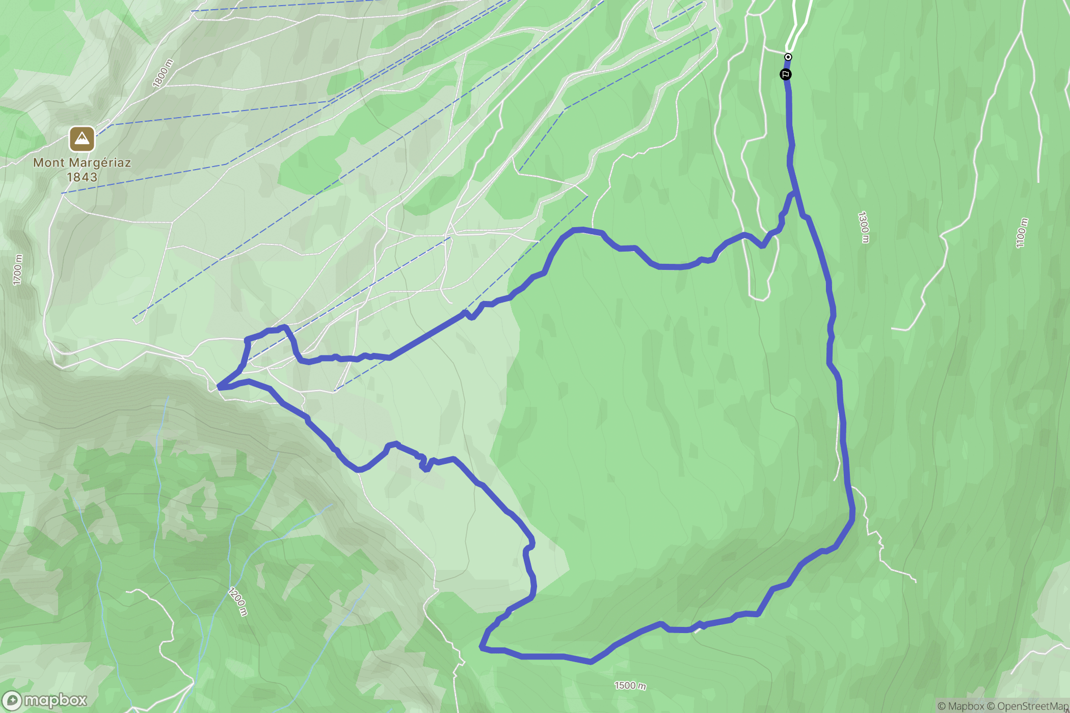 Margériaz : carte du parcours de randonnée - France