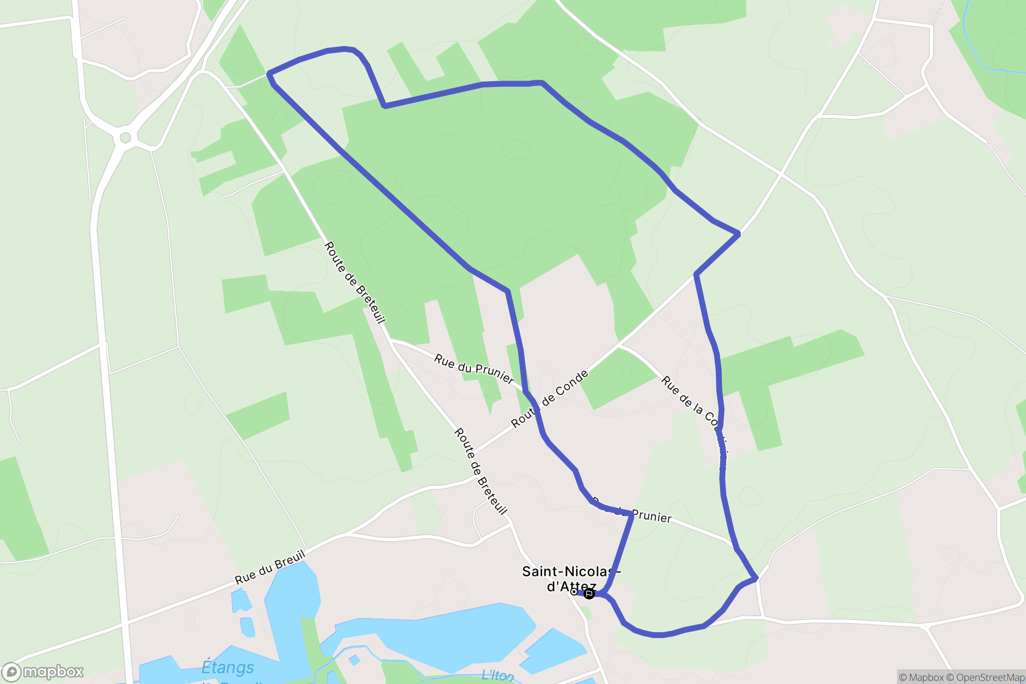 Saint-Nicolas-d'Attez : carte du parcours de randonnée - France