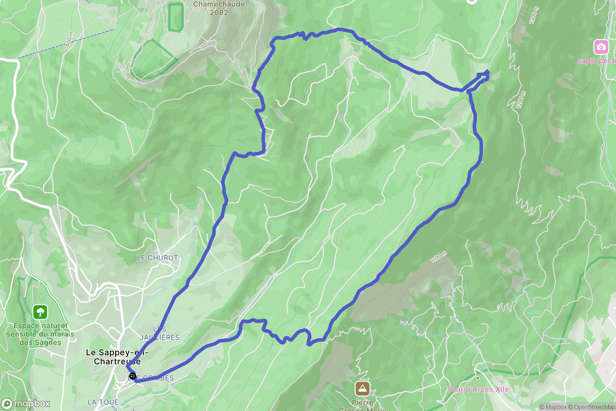 Le Sappey-en-Chartreuse : carte du parcours de randonnée - France