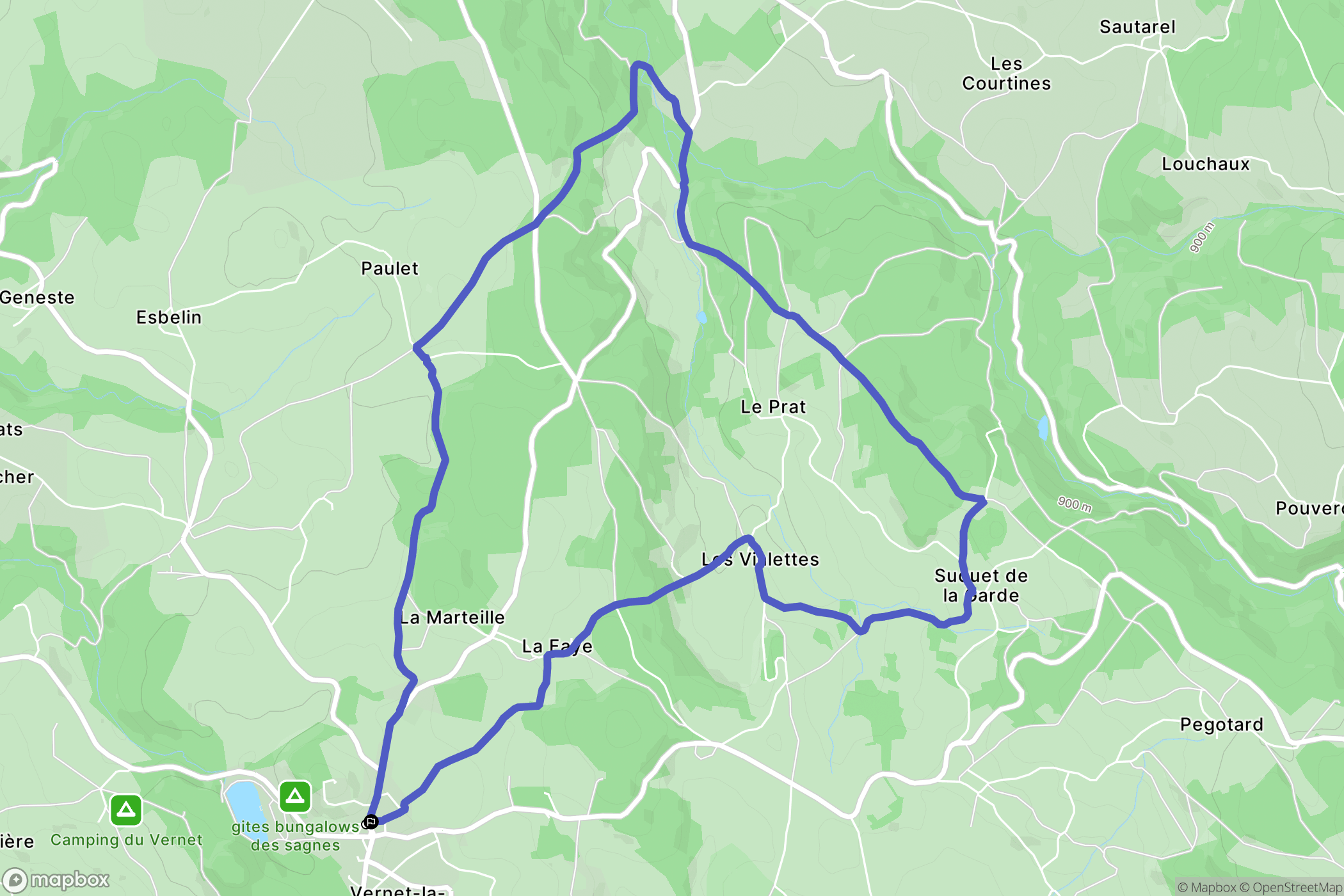 Le Vernet-Chaméane : carte du parcours de randonnée - France