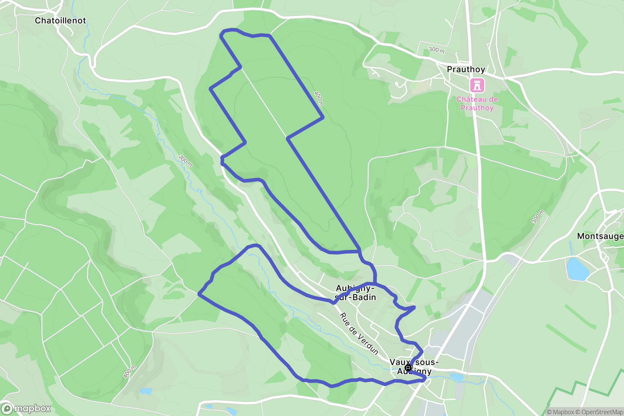 Vaux-sous-Aubigny : carte du parcours de randonnée - France