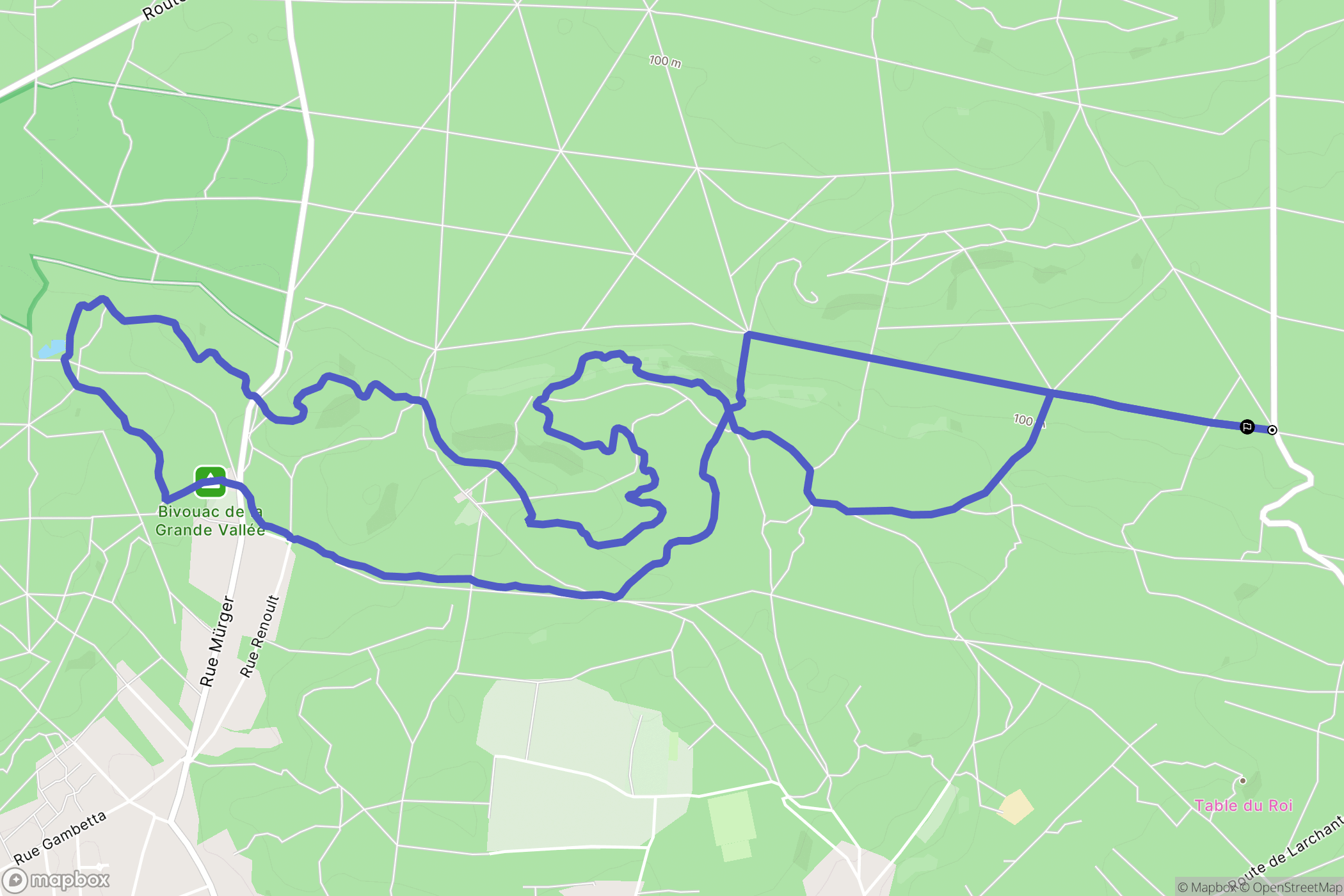 Fontainebleau : carte du parcours de randonnée - France