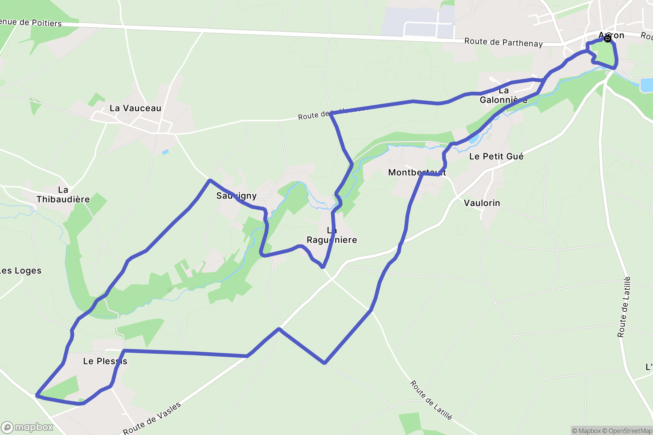 Ayron : carte du parcours de randonnée - France