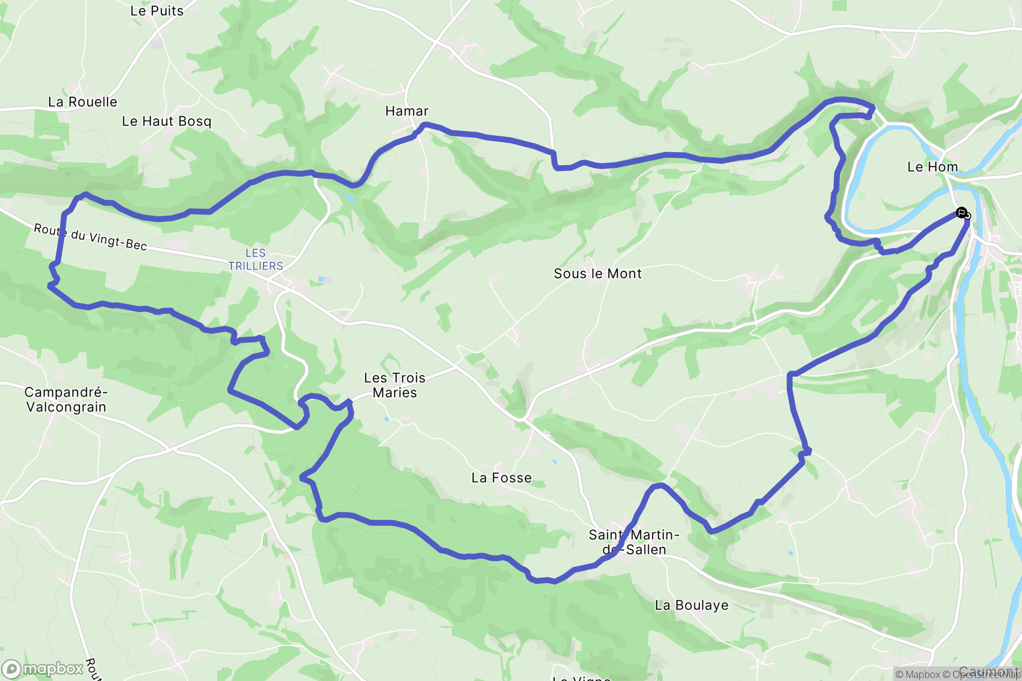 Le Hom : carte du parcours de randonnée - France