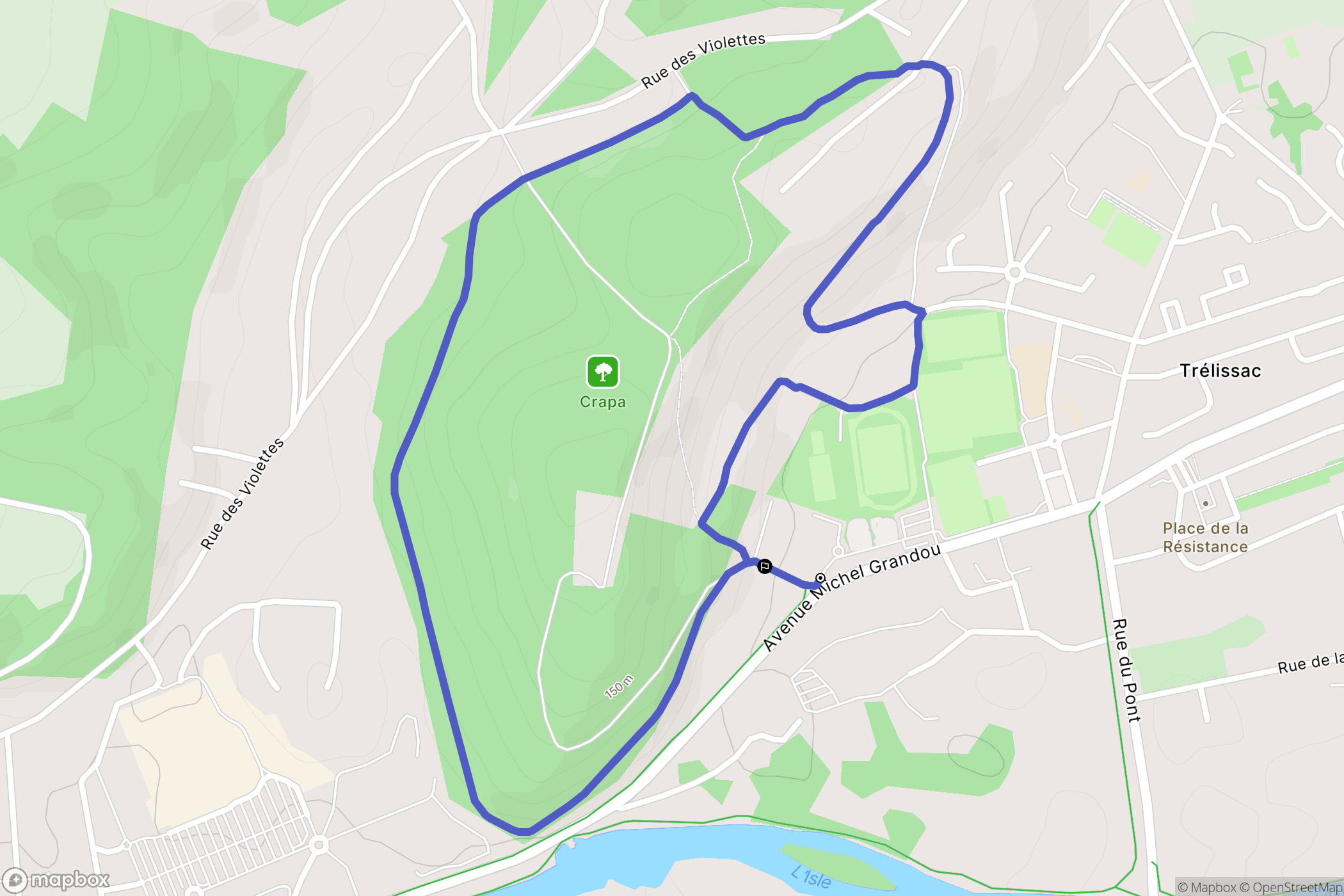 Trélissac : carte du parcours de randonnée - France