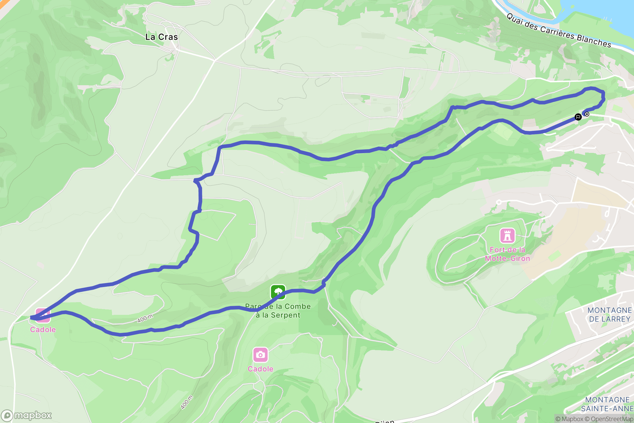 Dijon : carte du parcours de randonnée - France