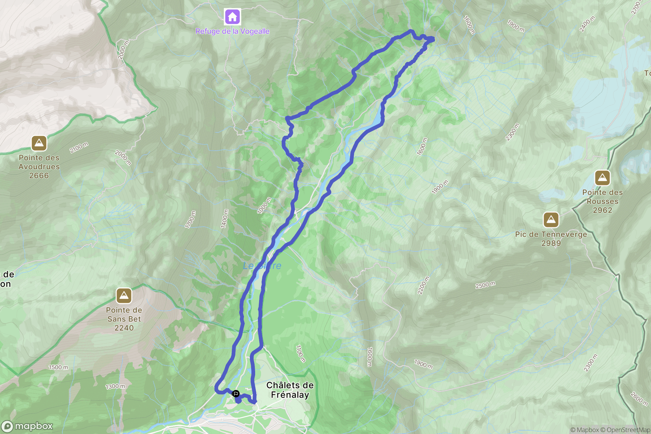 Giffrenant,Samoens : carte du parcours de randonnée - France