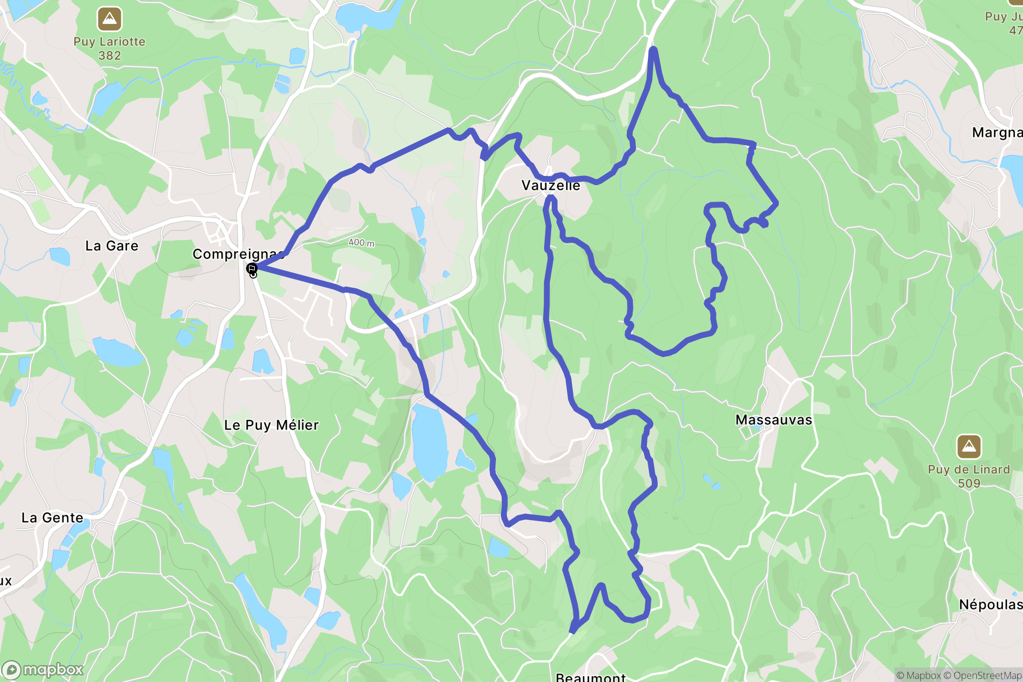 Compreignac : carte du parcours de randonnée - France
