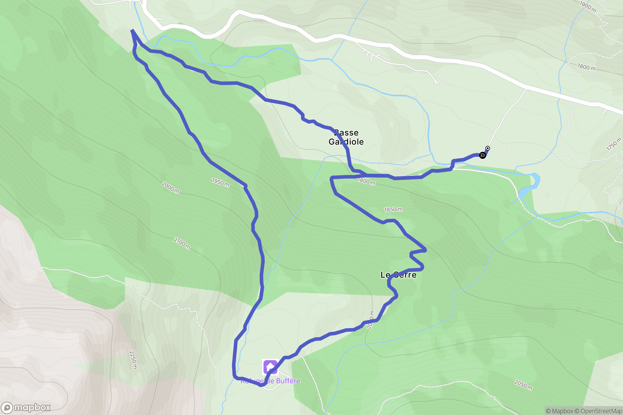 Névache : carte du parcours de randonnée - France