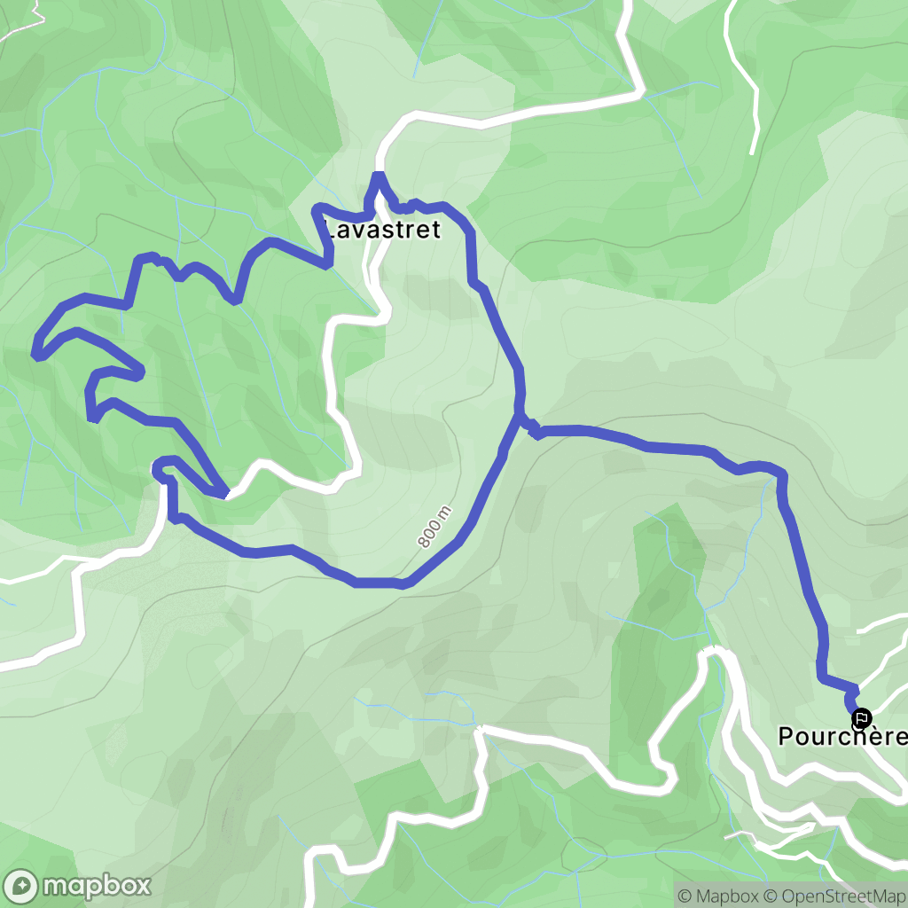 Pourchères : carte du parcours de randonnée - France