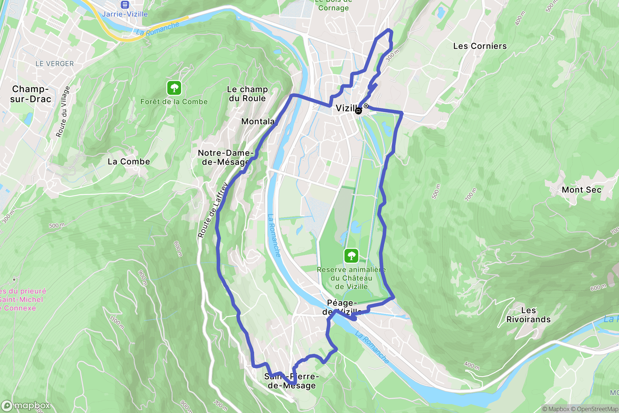 Vizille : carte du parcours de randonnée - France