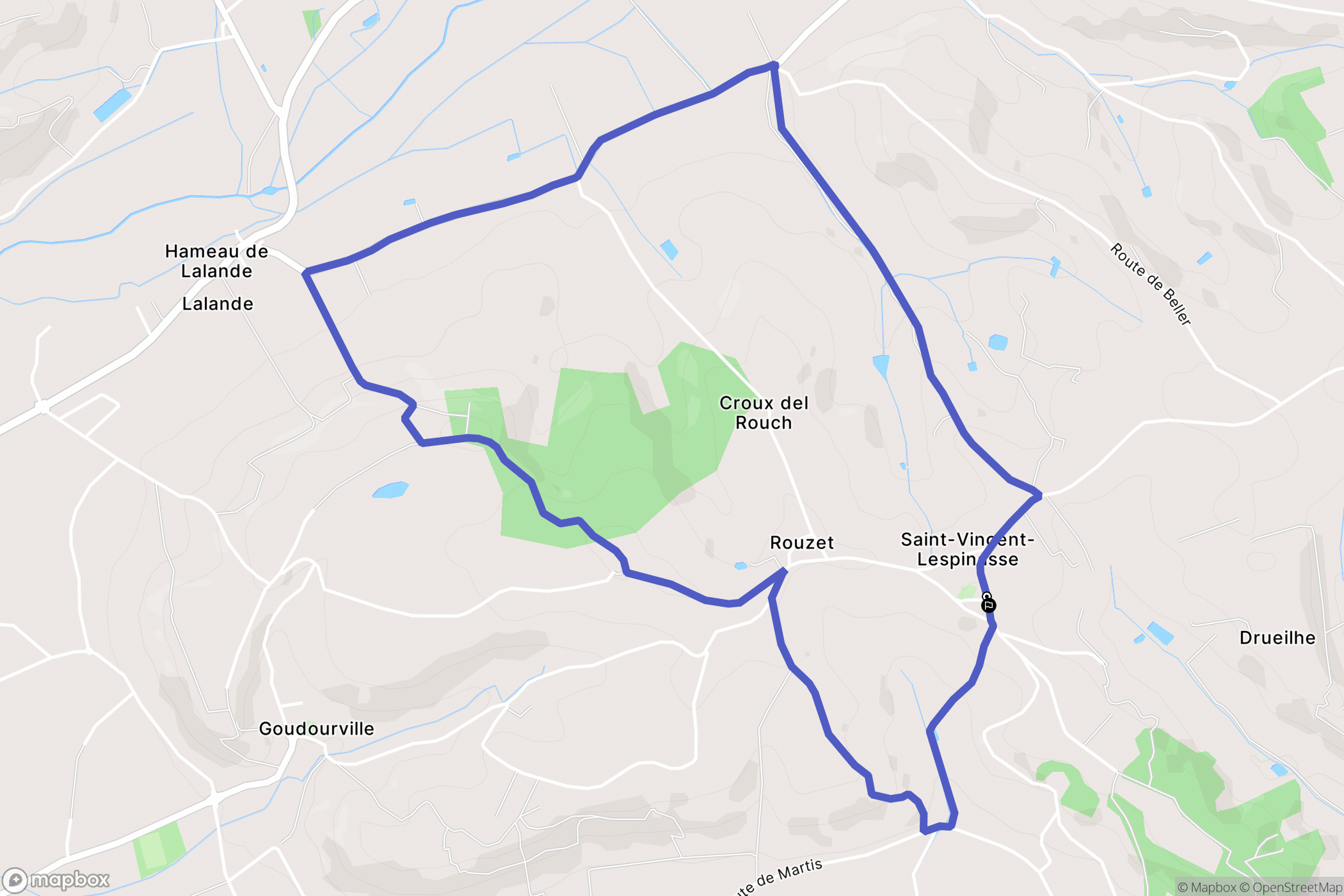 Saint-Vincent-Lespinasse : carte du parcours de randonnée - France
