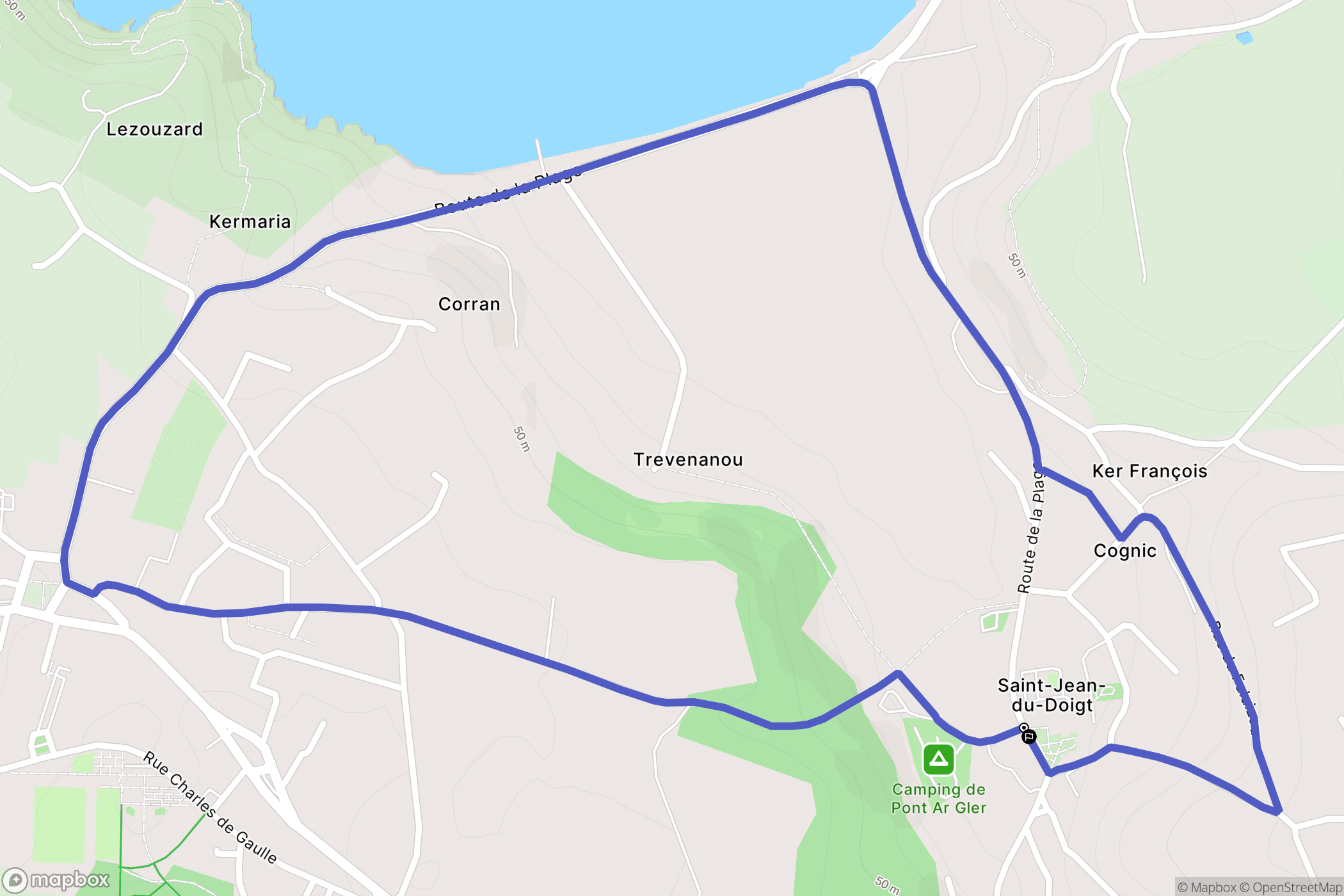 Saint-Jean-du-Doigt : carte du parcours de randonnée - France